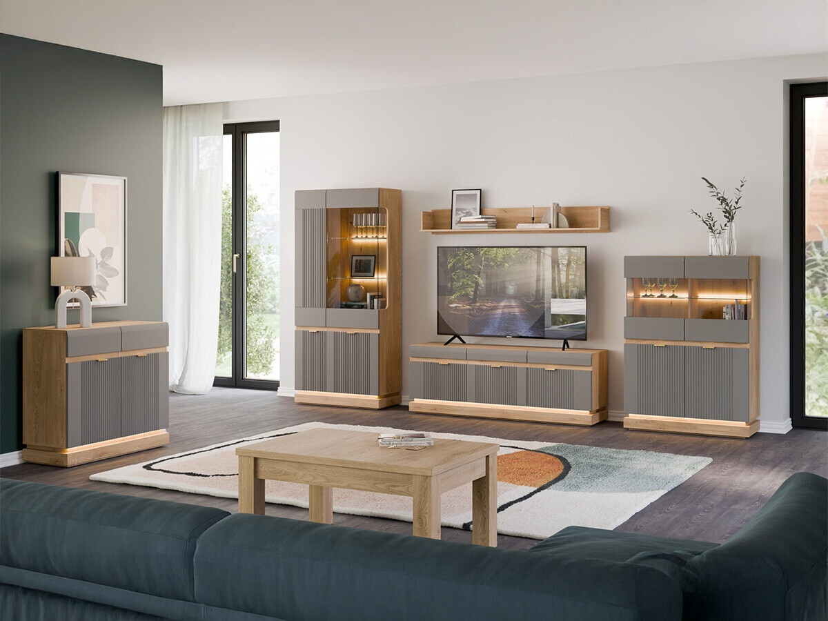 Kumode Teselbu 102 (Pelēks + Ozols)