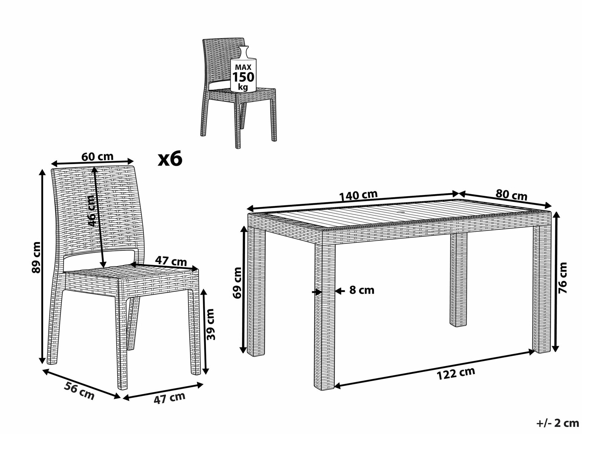 Galds un krēslu komplekts Berwyn 2607 (Balts)
