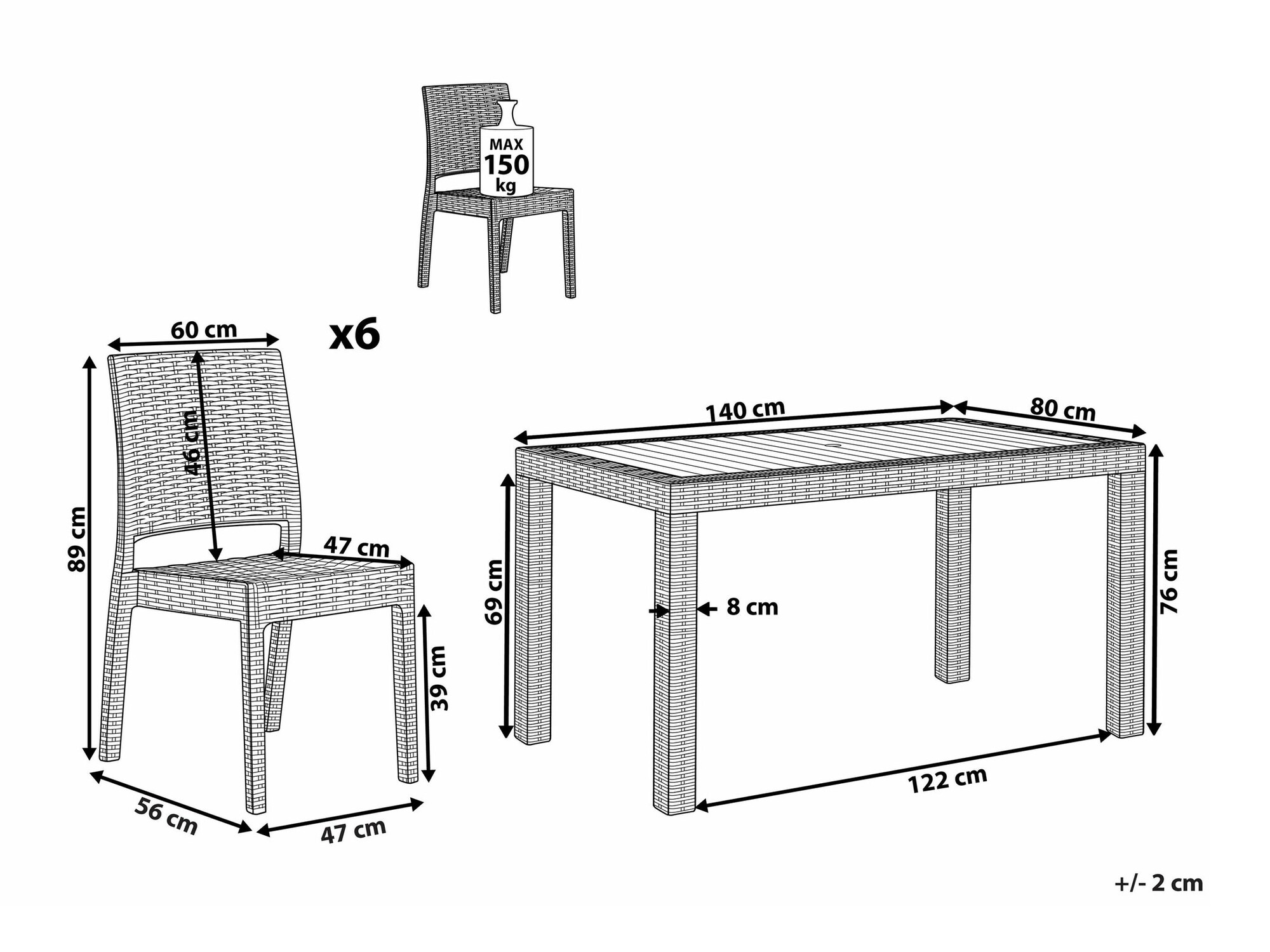 Galds un krēslu komplekts Berwyn 2607 (Gaiši pelēks)