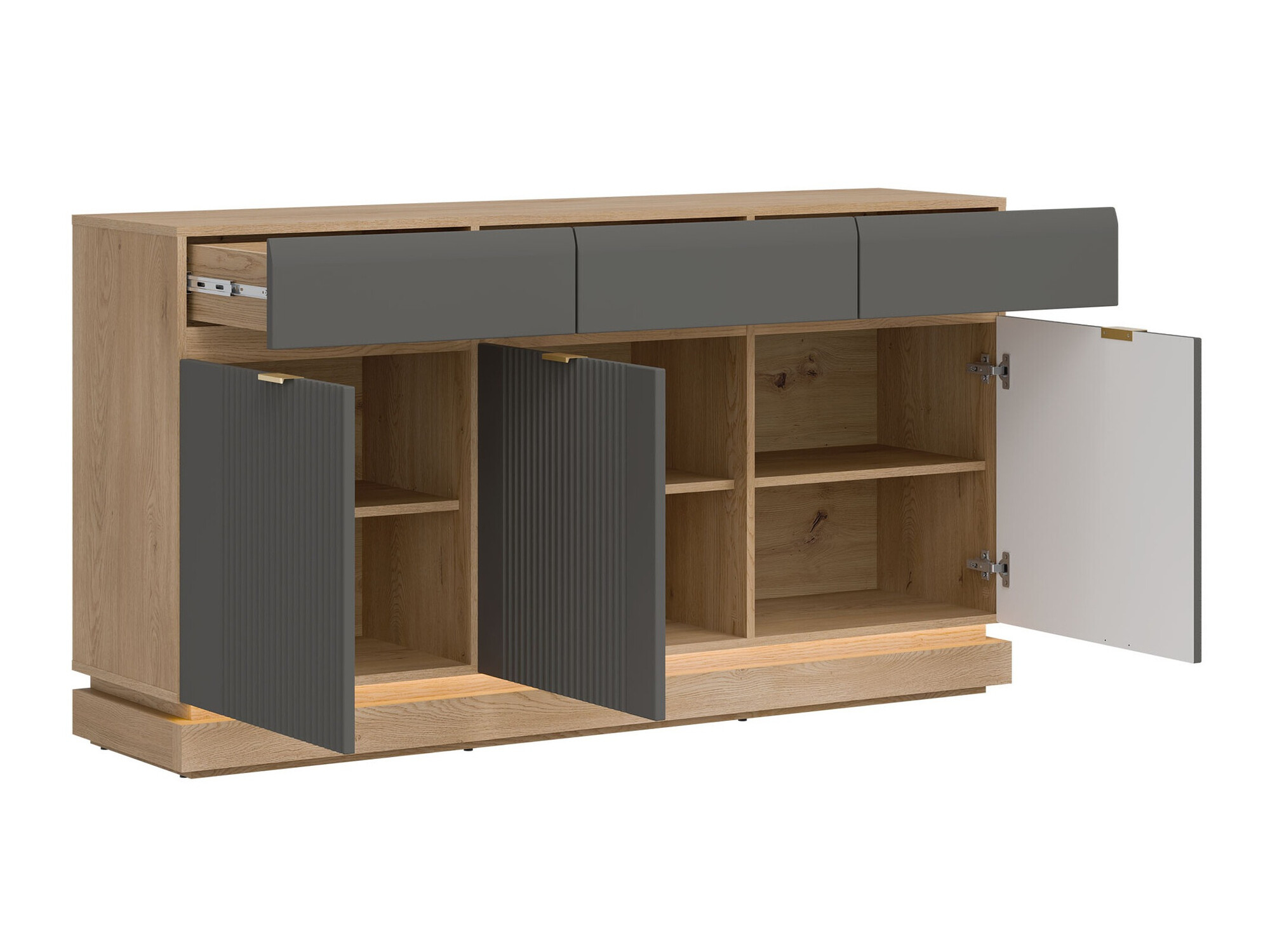 Kumode Teselbu 104 (Pelēks + Ozols)