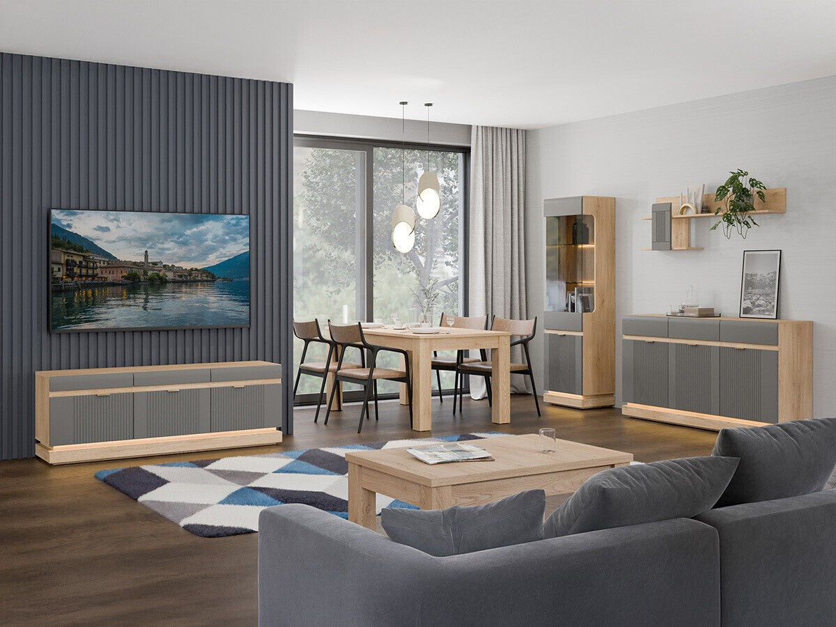 Kumode Teselbu 104 (Pelēks + Ozols)