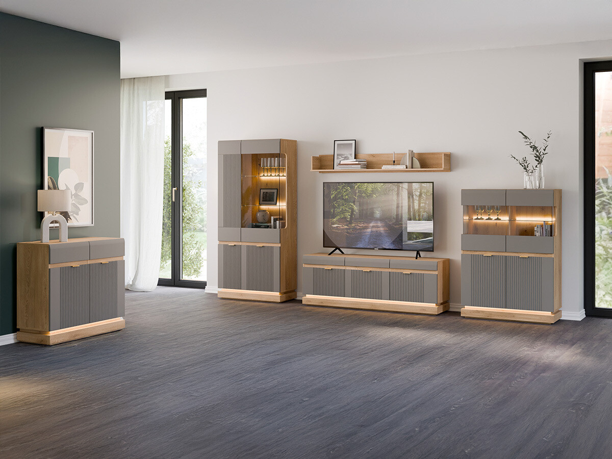 Стеллаж Teselbu 111 (Серый + Дуб)