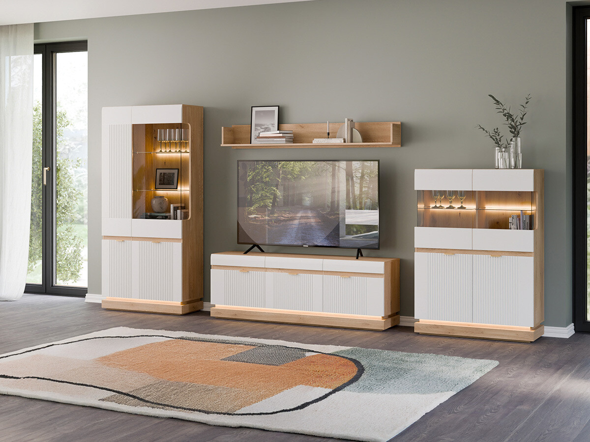 Viesistabas komplekts Teselbu 116 (Balts + Ozols)