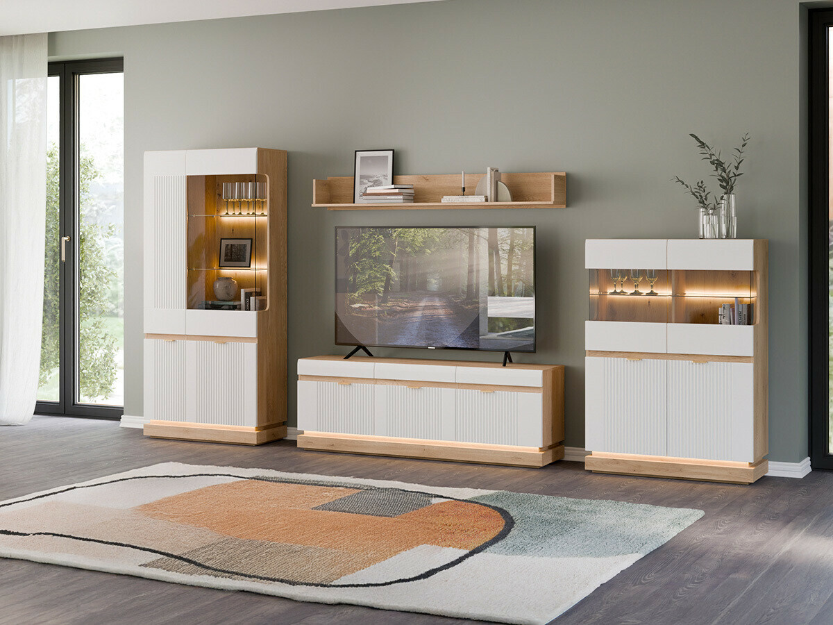 Viesistabas komplekts Teselbu 116 (Balts + Ozols)