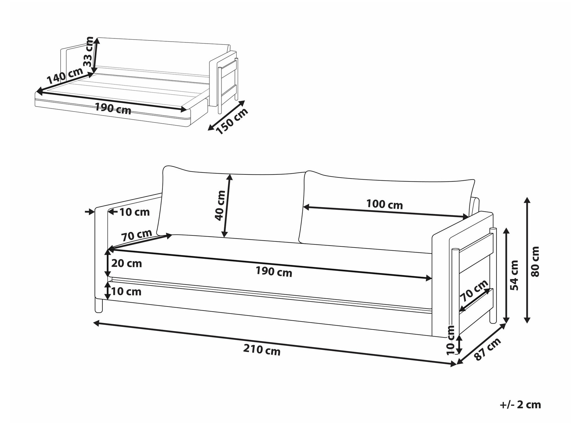 Dīvāns gulta Berwyn 2628 (Krēms)