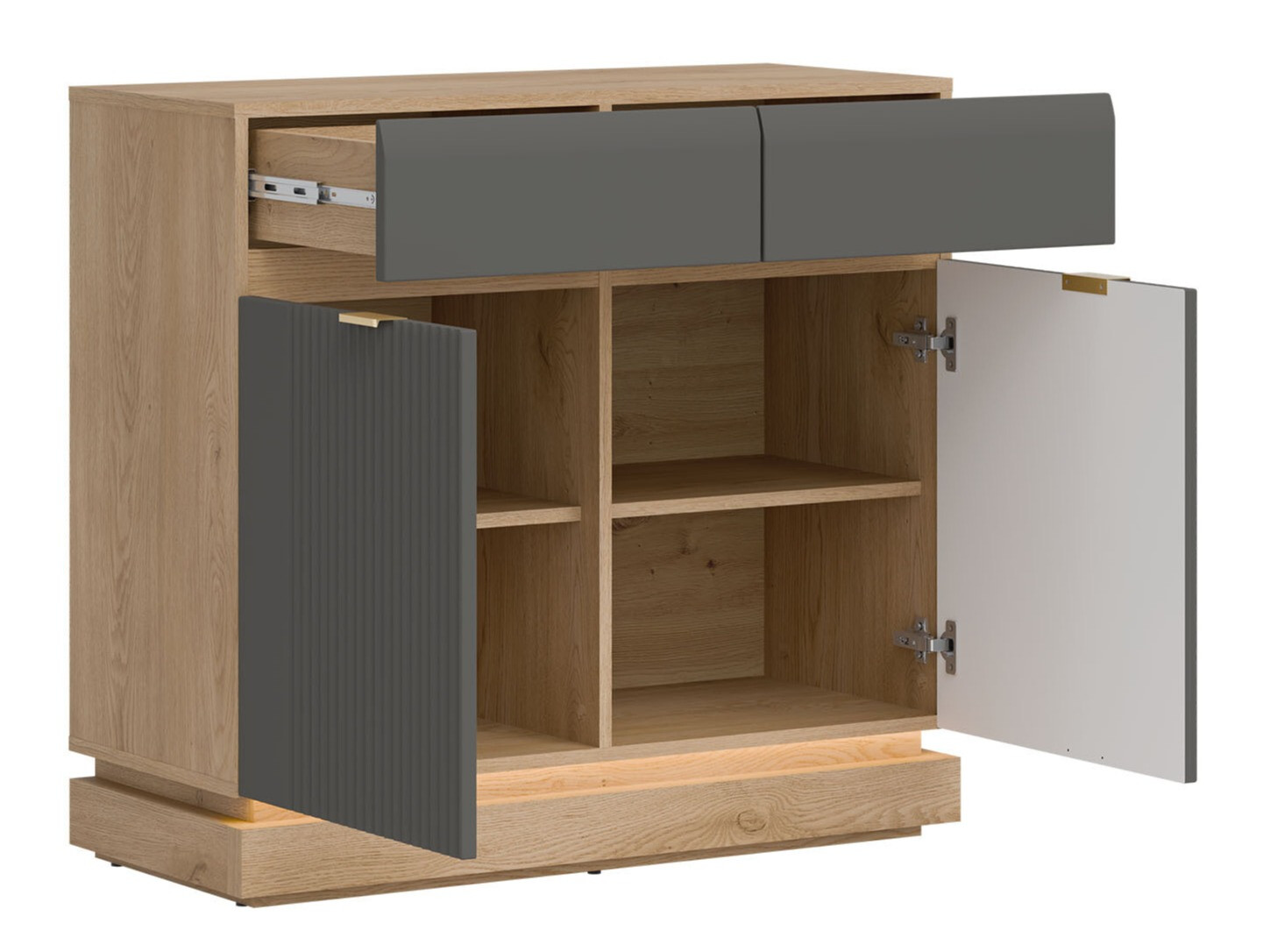 Guļamistabas komplekts Teselbu 117 (Pelēks + Ozols)