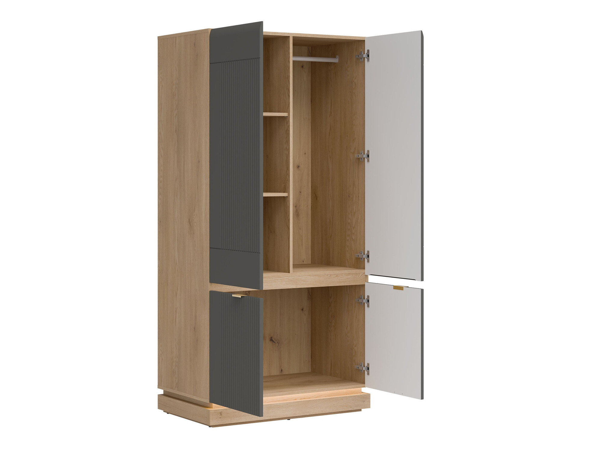 Guļamistabas komplekts Teselbu 117 (Pelēks + Ozols)