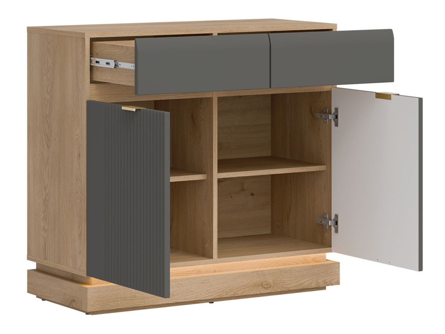 Guļamistabas komplekts Teselbu 117 (Pelēks + Ozols)