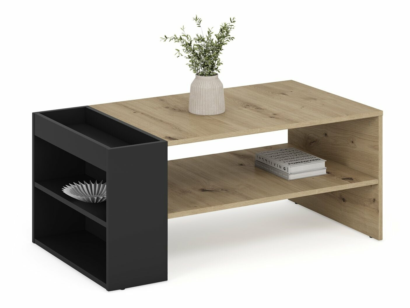 Žurnālu galdiņš Houston 1946 (Melns + Artisan ozols)