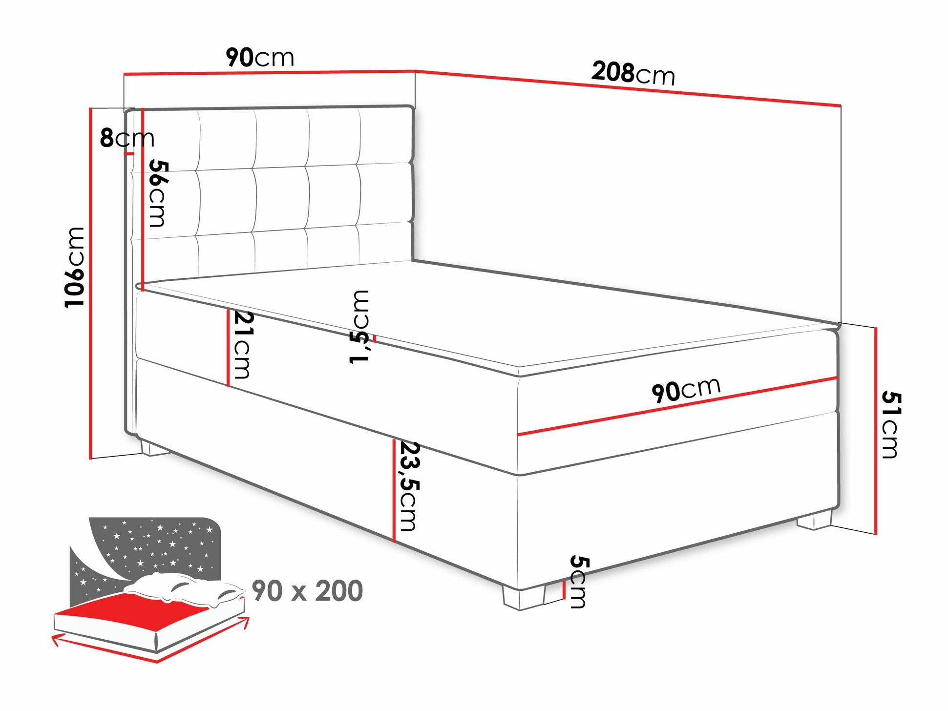 Континентальная кровать Sanford 107 (Manila 02)