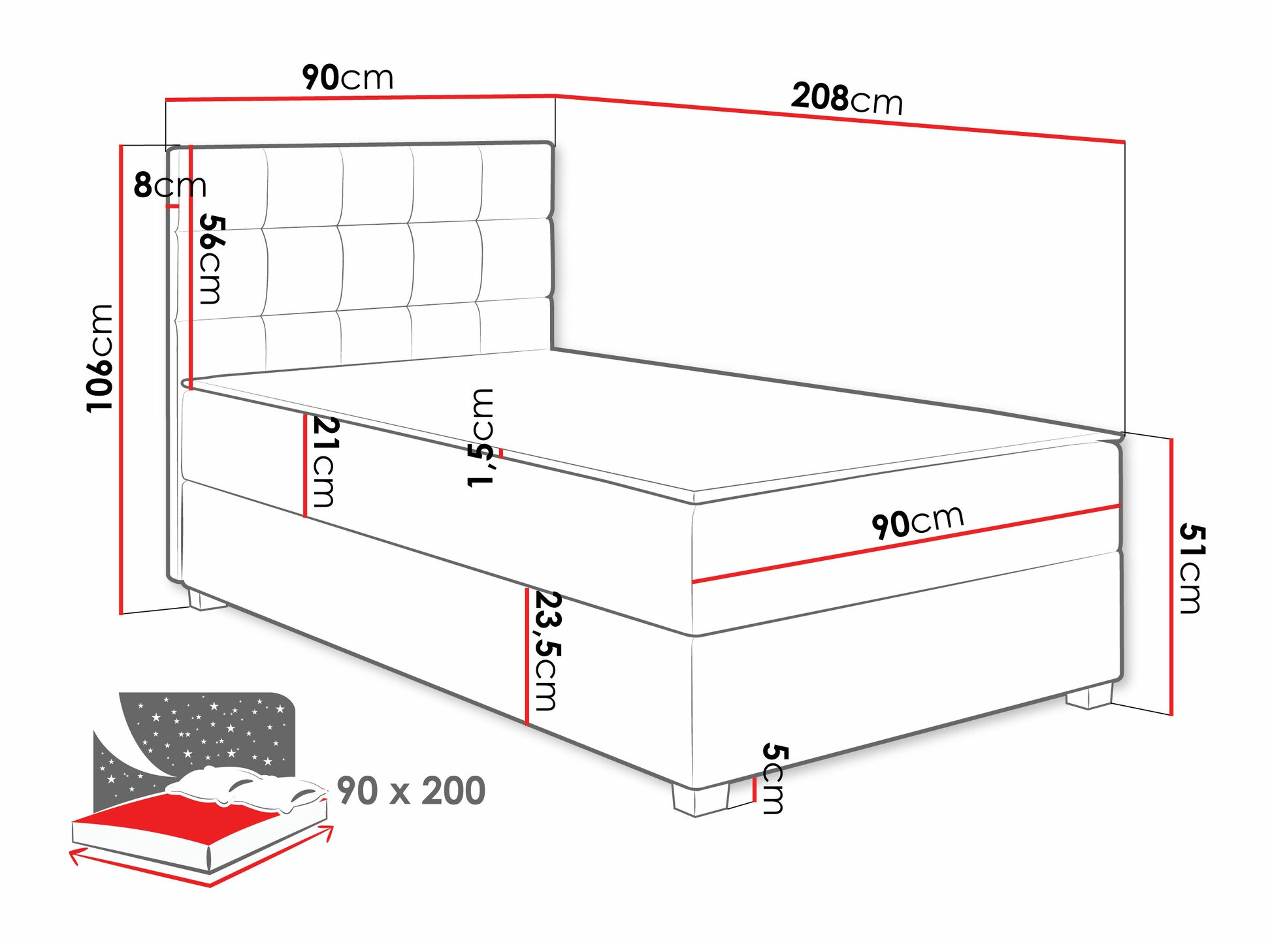 Континентальная кровать Sanford 107 (Manila 14)