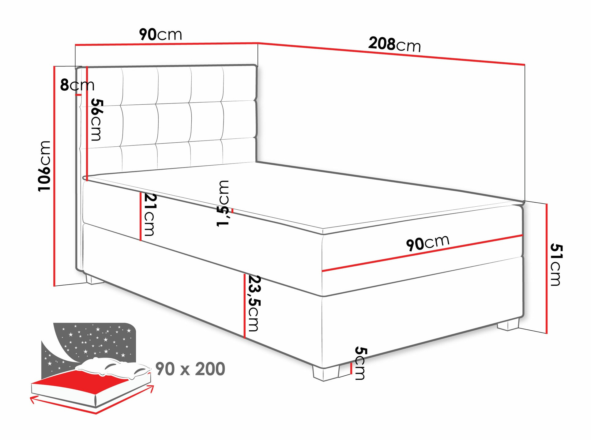 Континентальная кровать Sanford 107 (Manila 16)