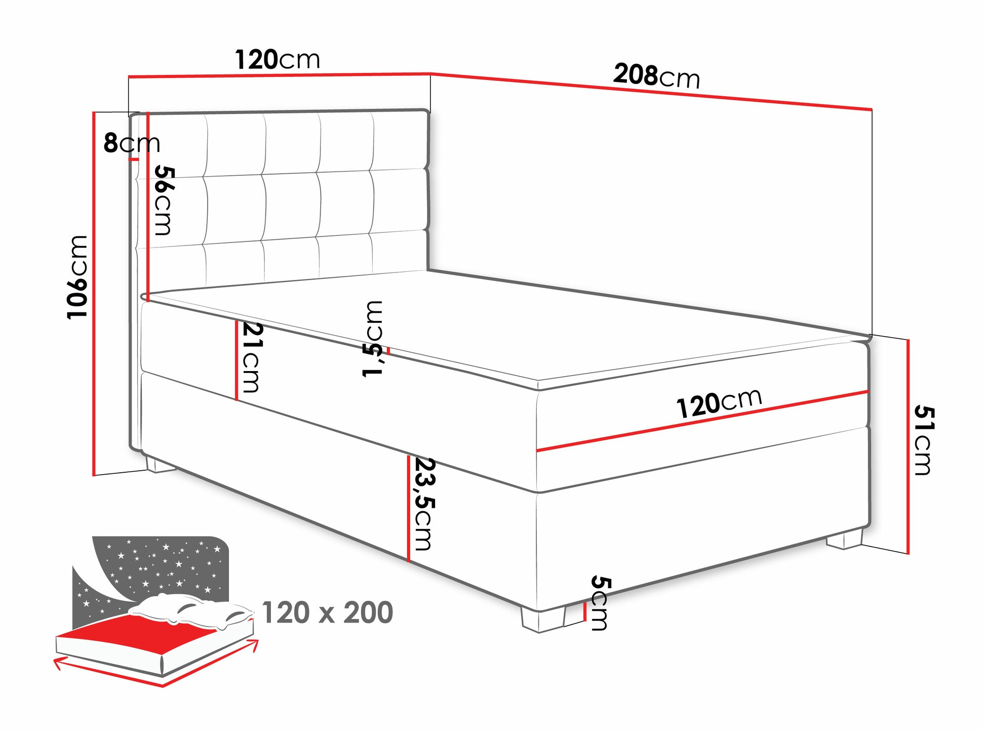 Континентальная кровать Sanford 107 (Manila 16)