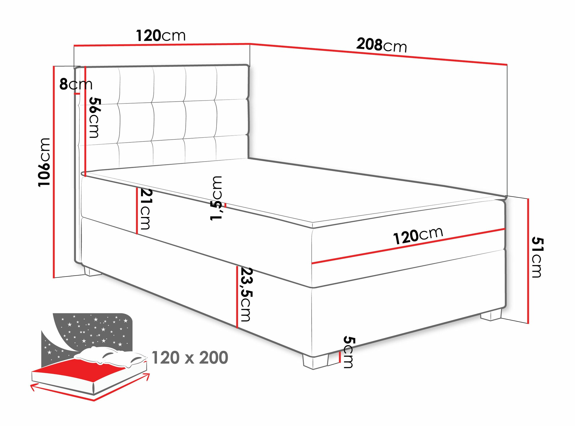 Континентальная кровать Sanford 107 (Manila 26)