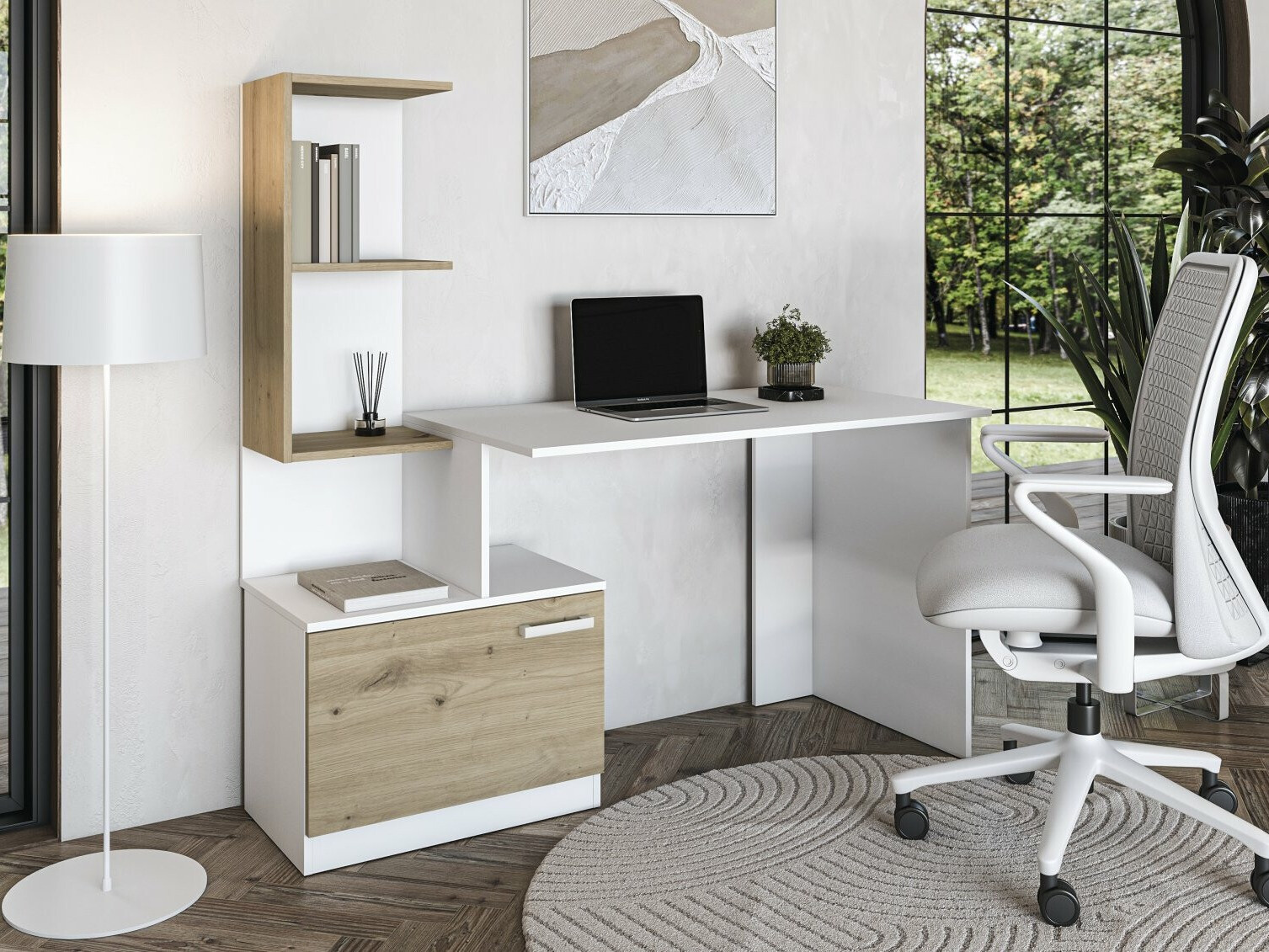 Rakstāmgalds Houston 1948 (Balts + Artisan ozols)