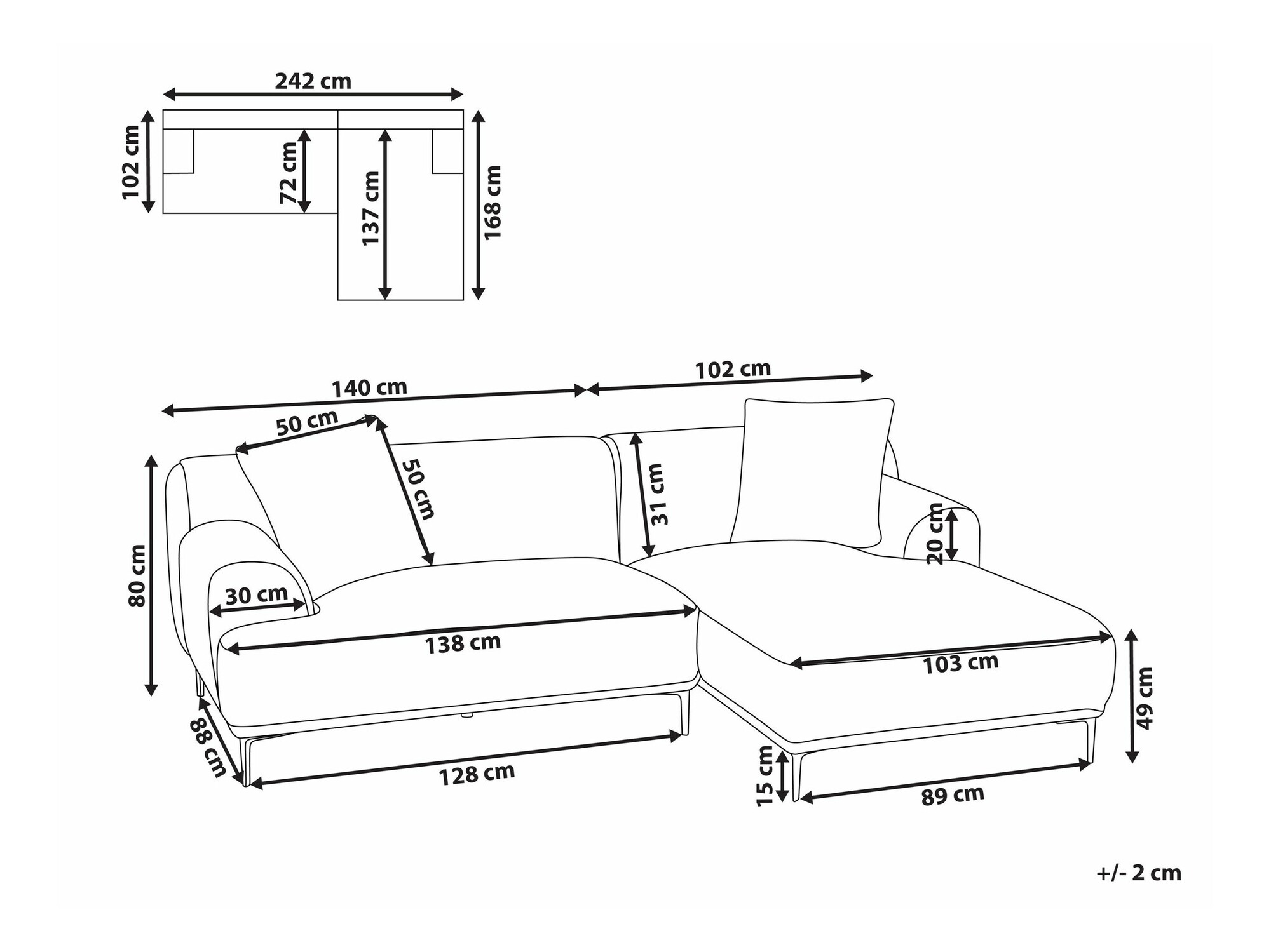 Stūra dīvāns Berwyn 2640 (Balts)