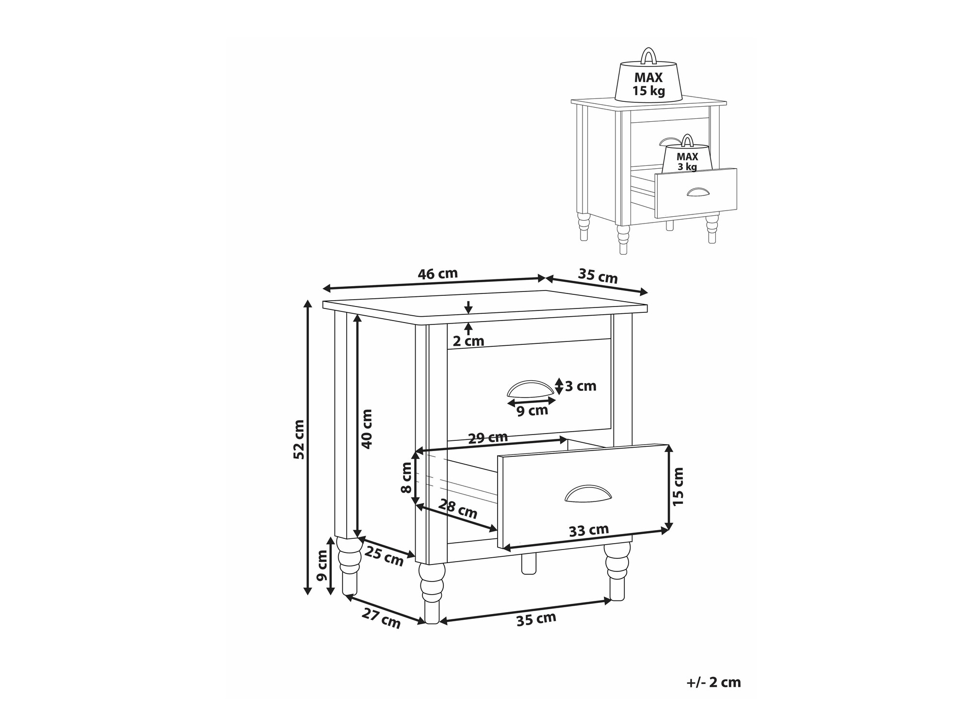 Прикроватная тумбочка Berwyn 2481 (Белый + Светлое дерево)