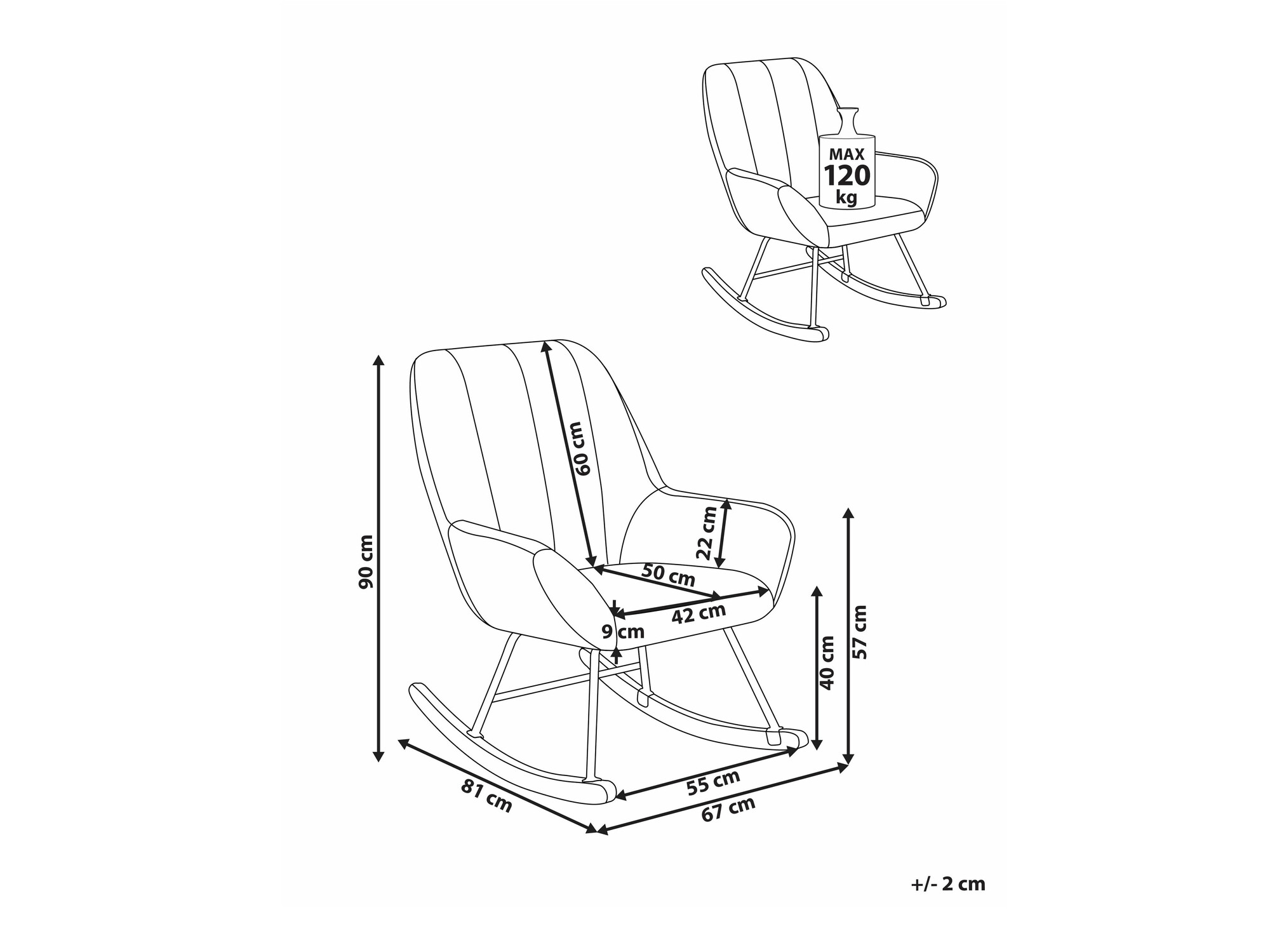 Šūpuļkrēsls Berwyn 2648 (Balts)