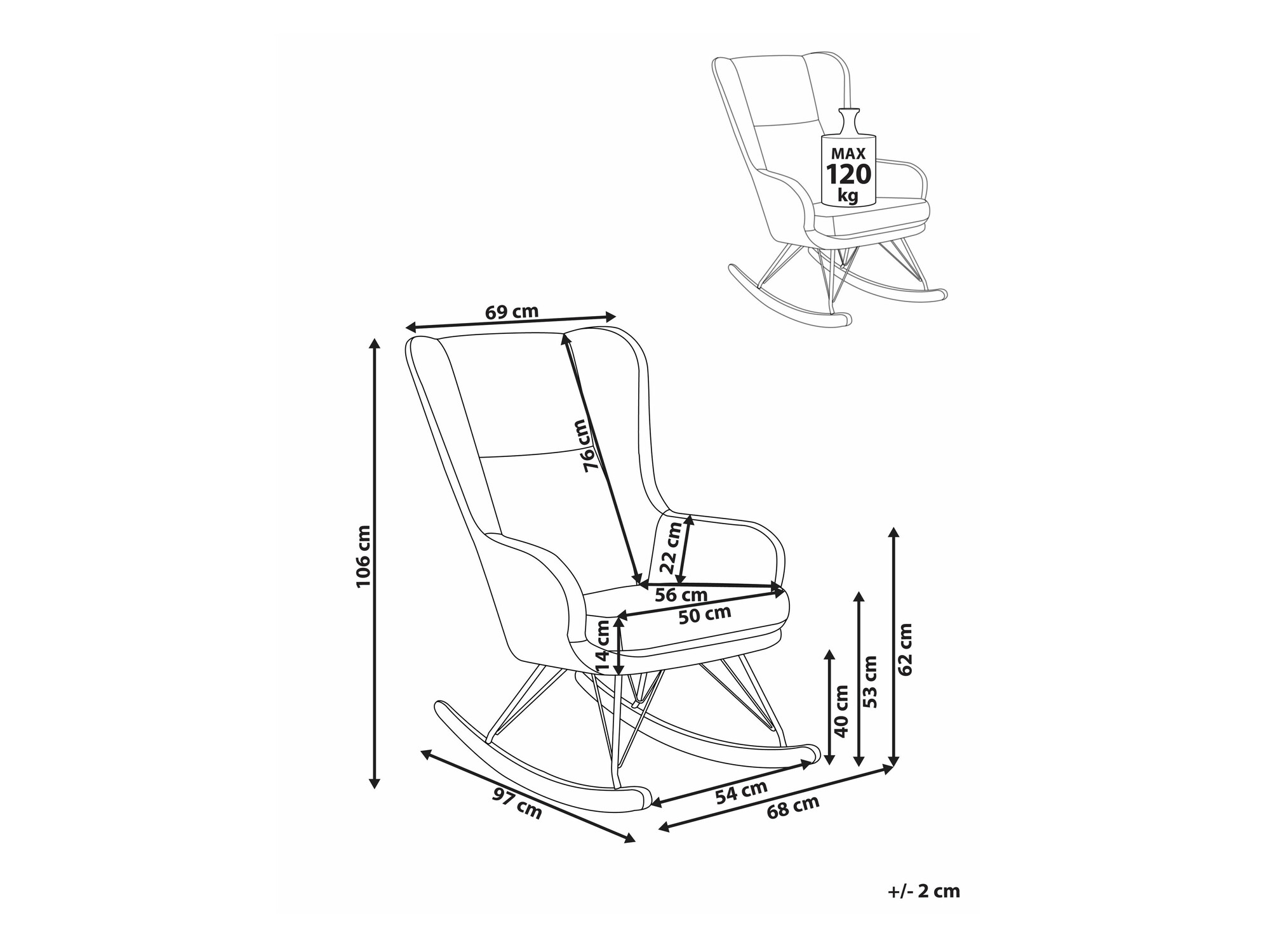 Šūpuļkrēsls Berwyn 2649 (Balts)