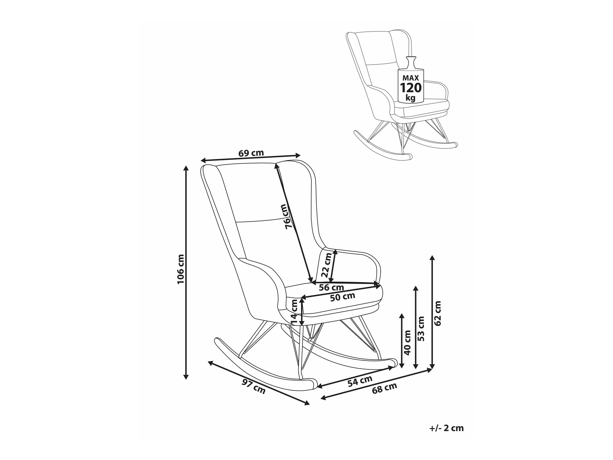 Šūpuļkrēsls Berwyn 2649 (Bēšs)
