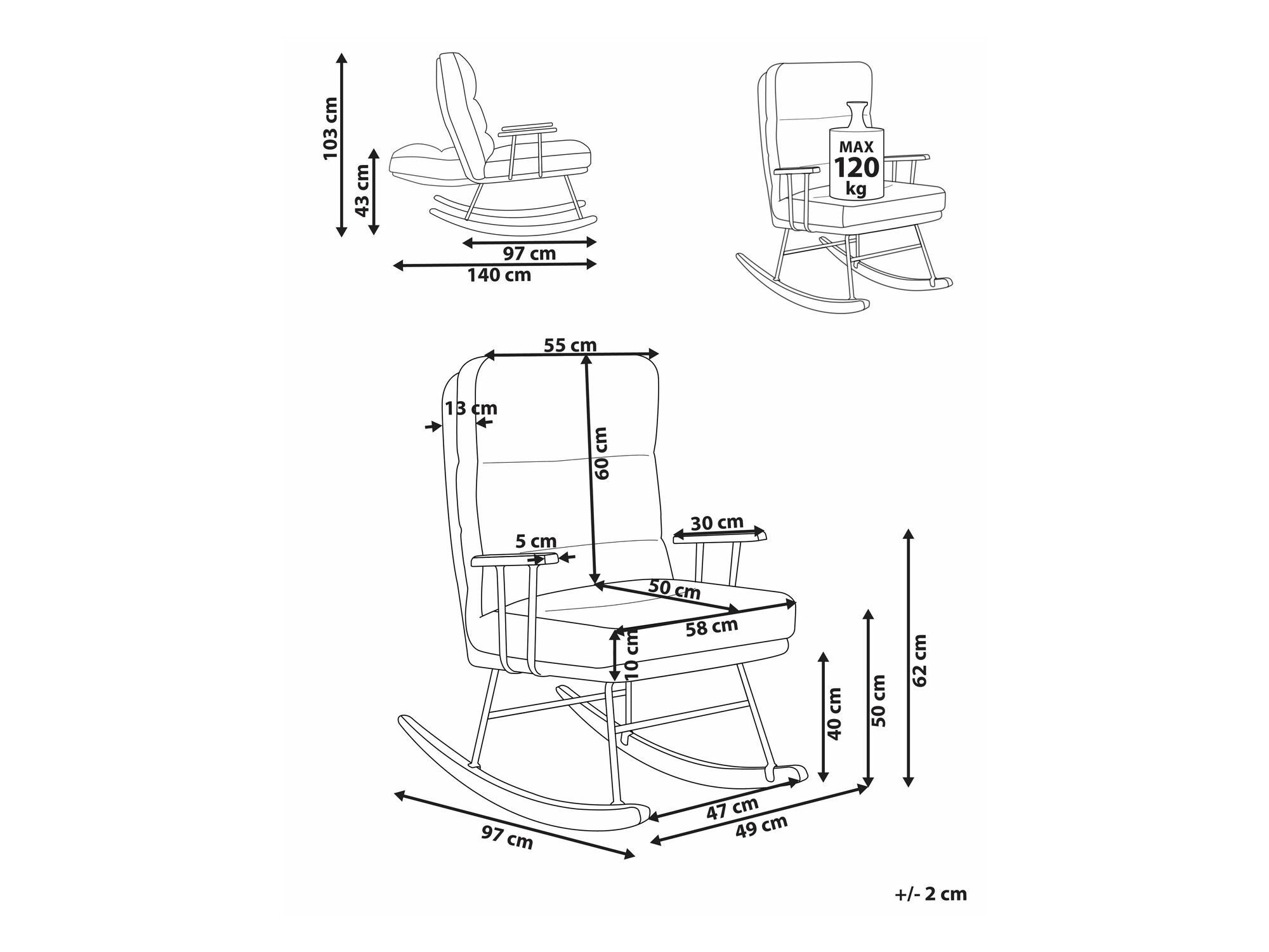 Šūpuļkrēsls Berwyn 2651 (Balts)