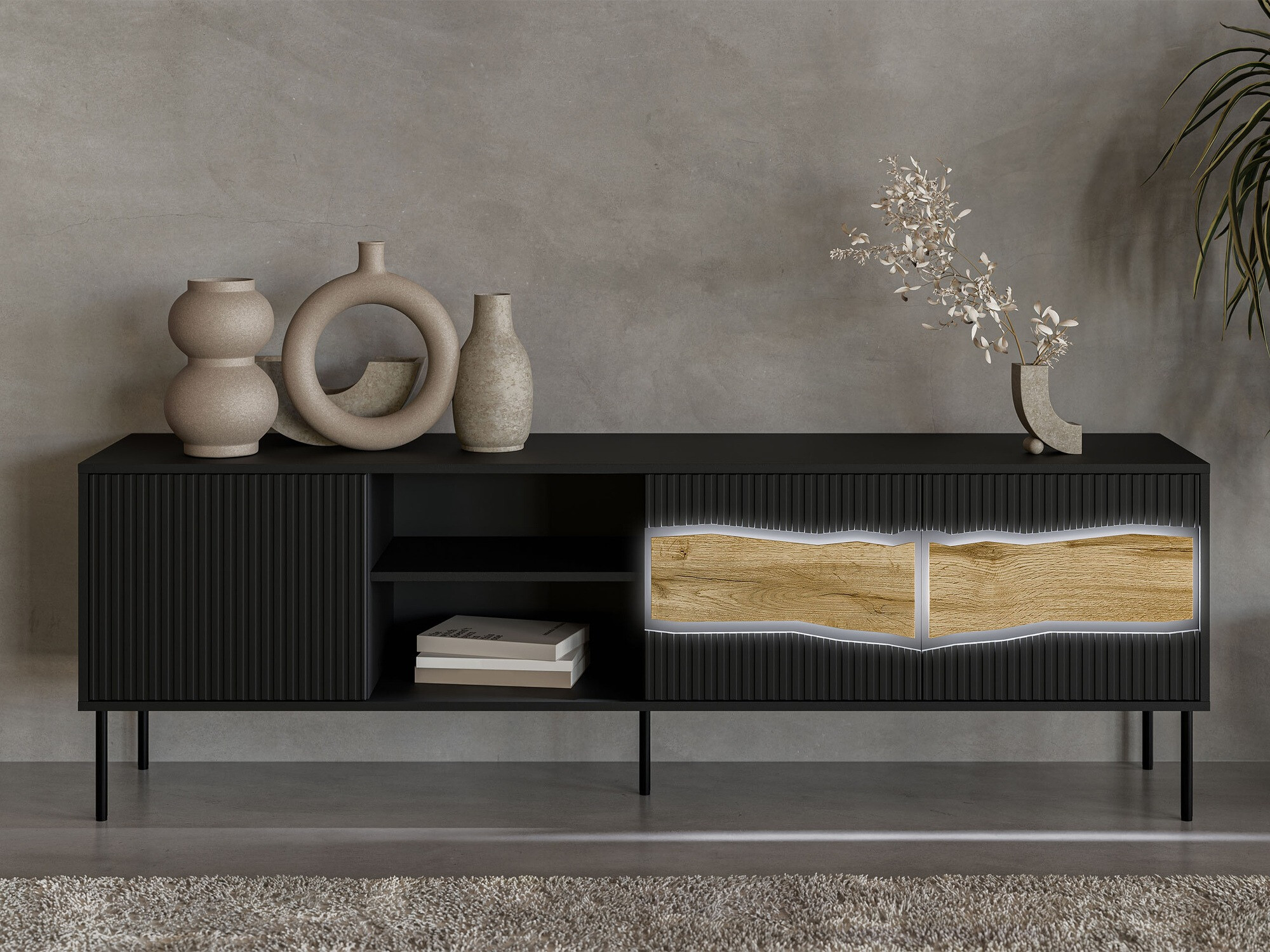 TV galds Monevare 102 (Melns + Votan ozols)