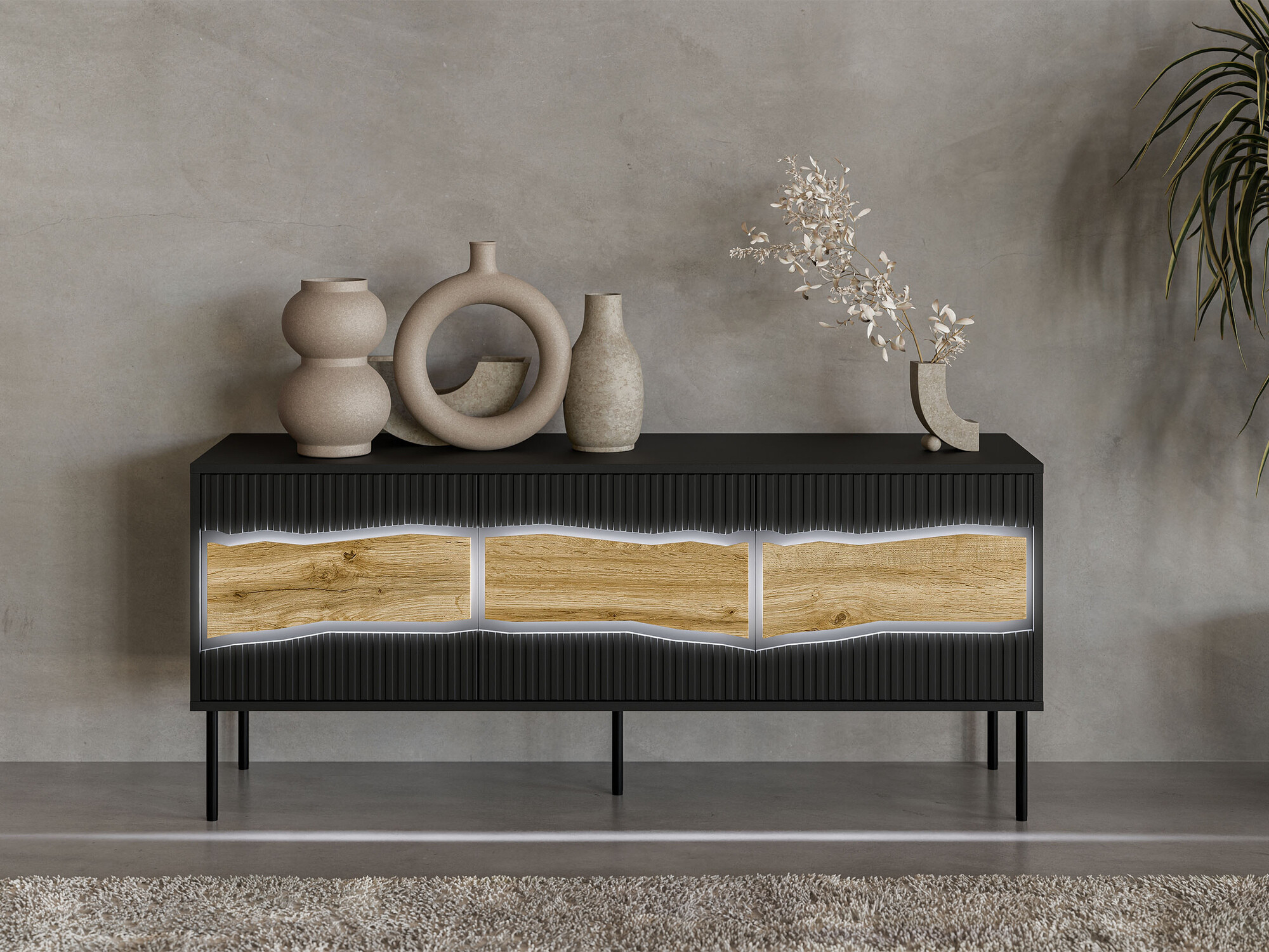 TV galds Monevare 103 (Melns + Votan ozols)