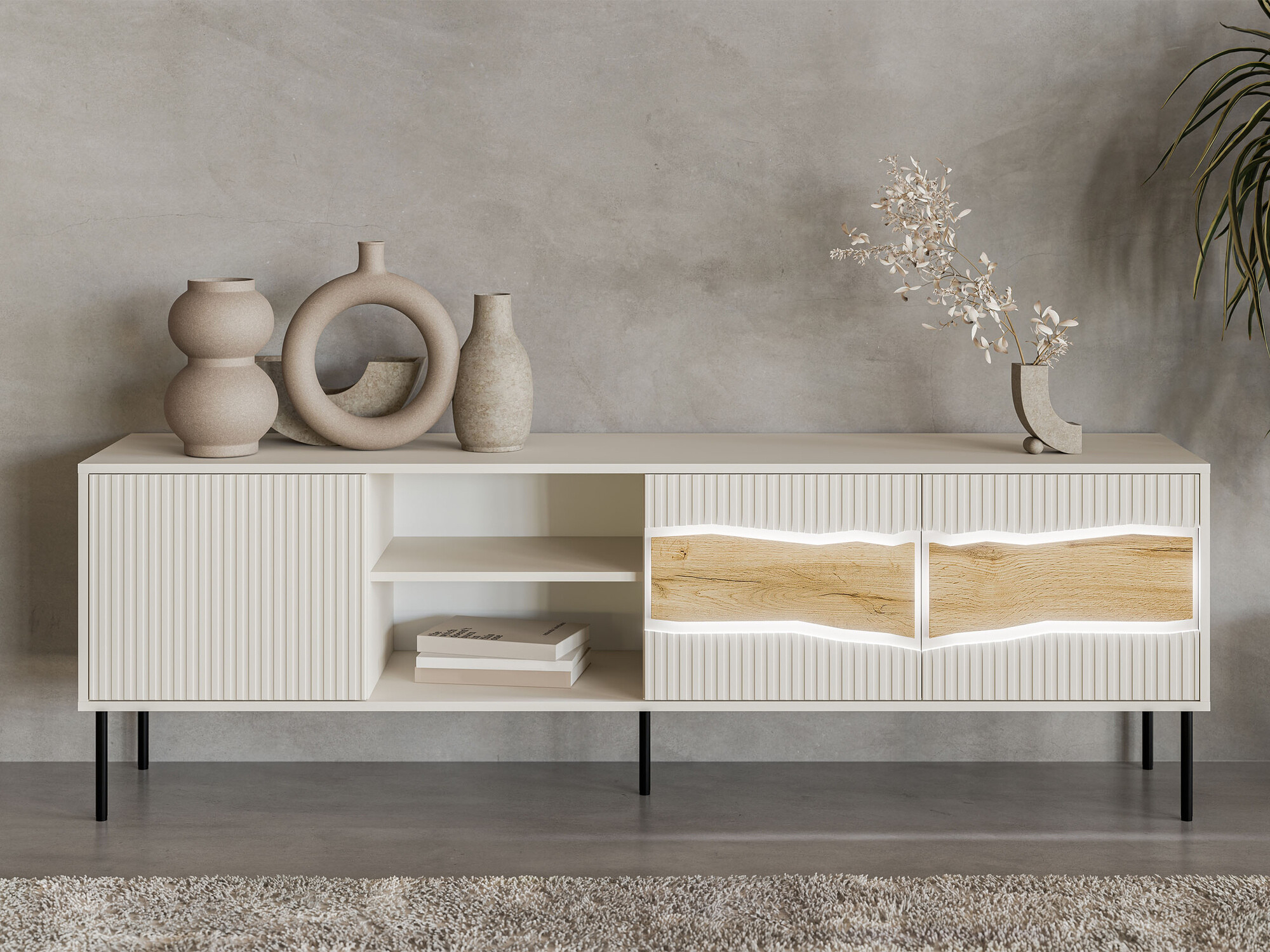 ТВ тумба Monevare 102 (Дуб вотан + Кашемир)