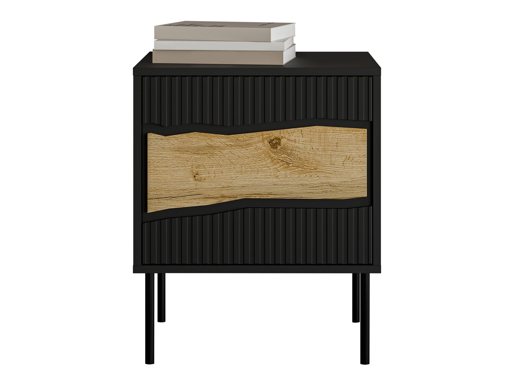 Комплект прикроватных тумбочек Monevare 104 (Чёрный + Дуб вотан)