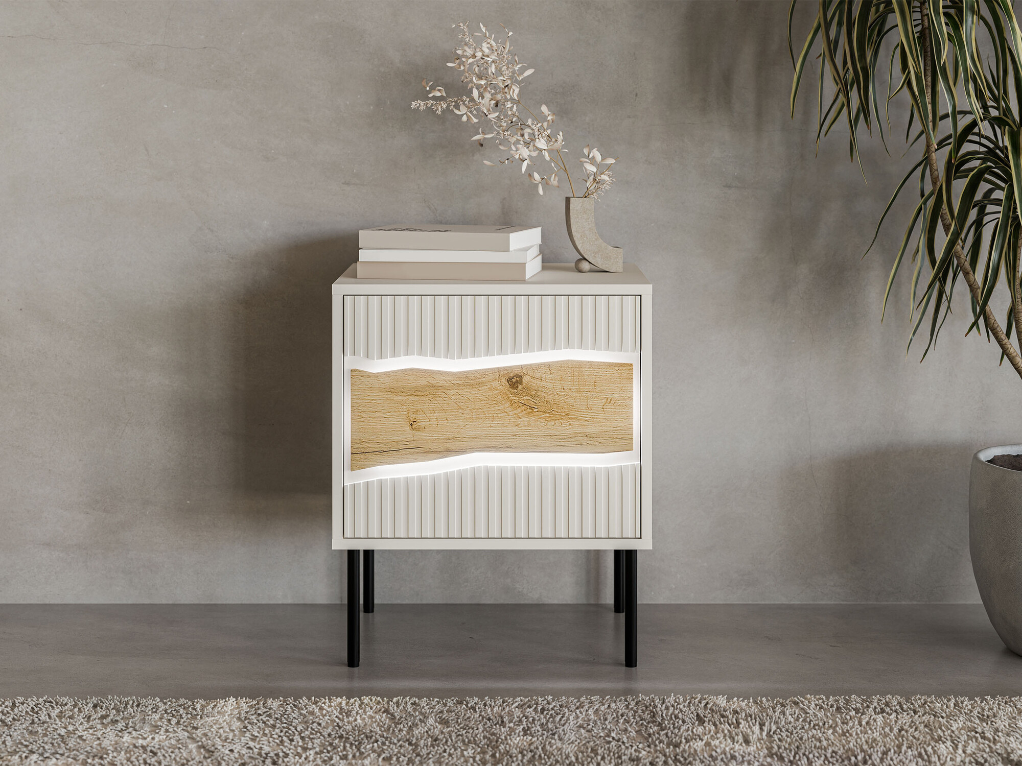 Комплект прикроватных тумбочек Monevare 104 (Дуб вотан + Кашемир)