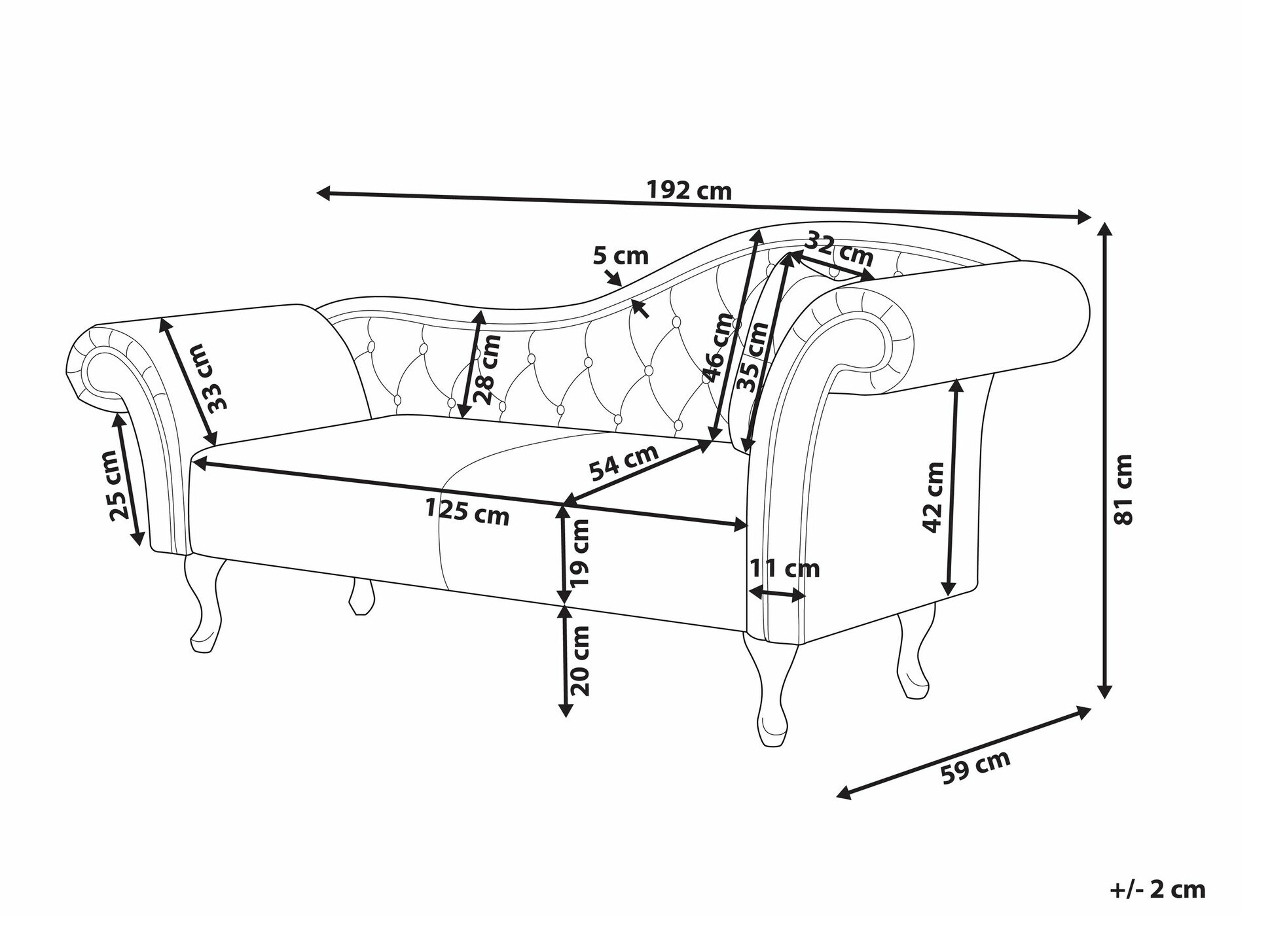 Kušete Berwyn 1694 (Melns)