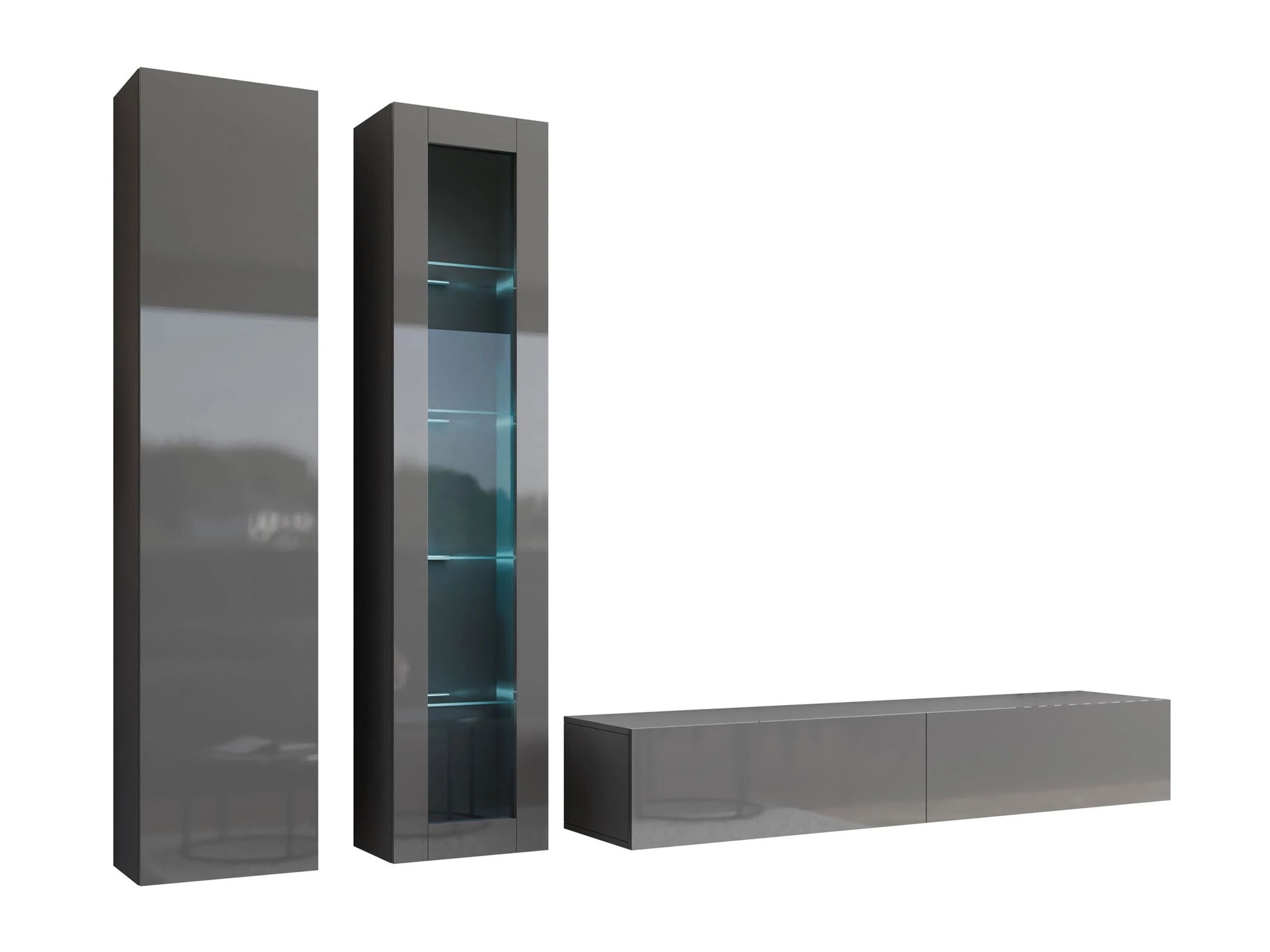 Набор для гостиной Venenou 102 (Серый + Глянцевый серый)