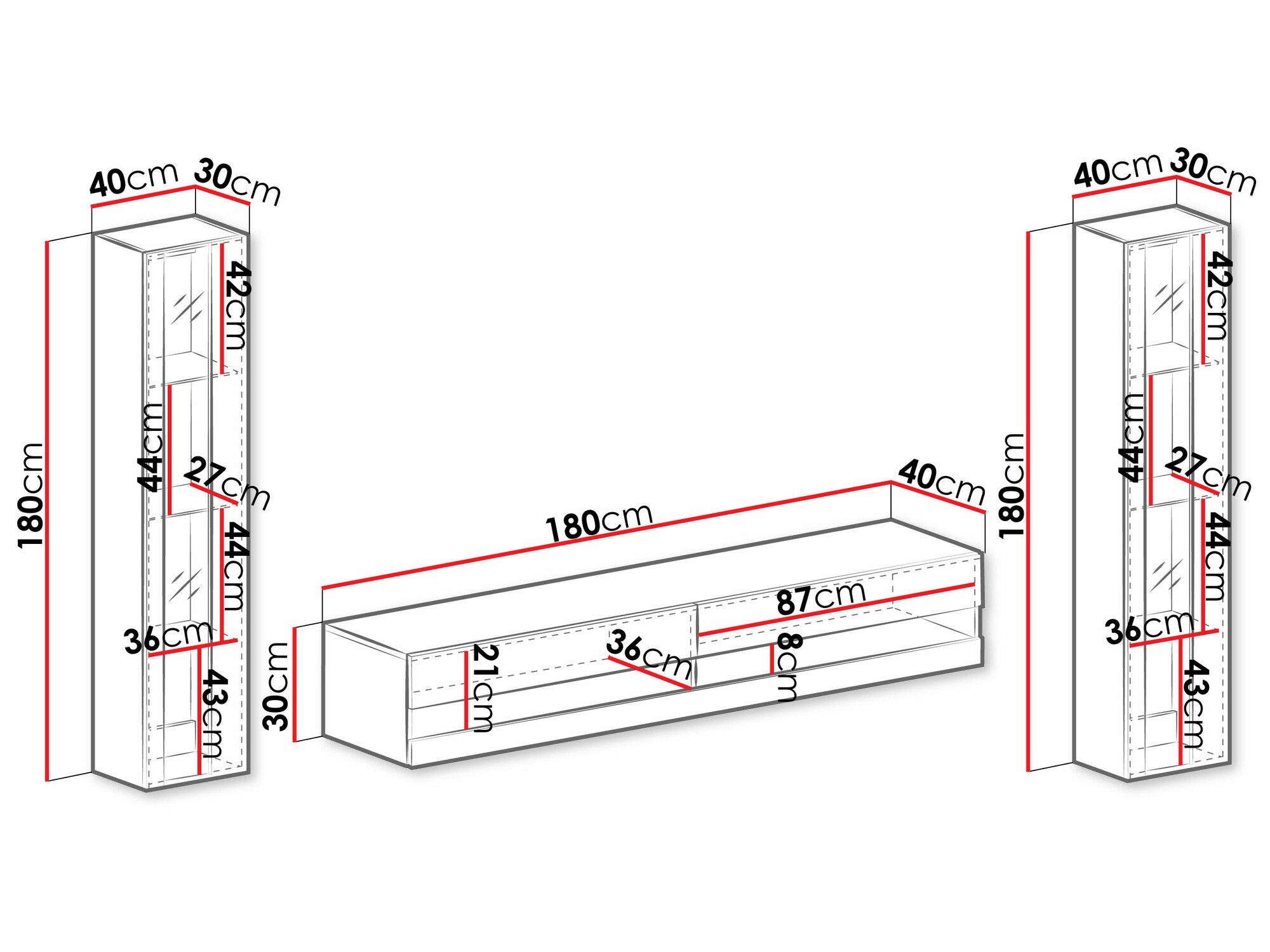 Набор для гостиной Venenou 112 (Чёрный + Глянцевый черный)