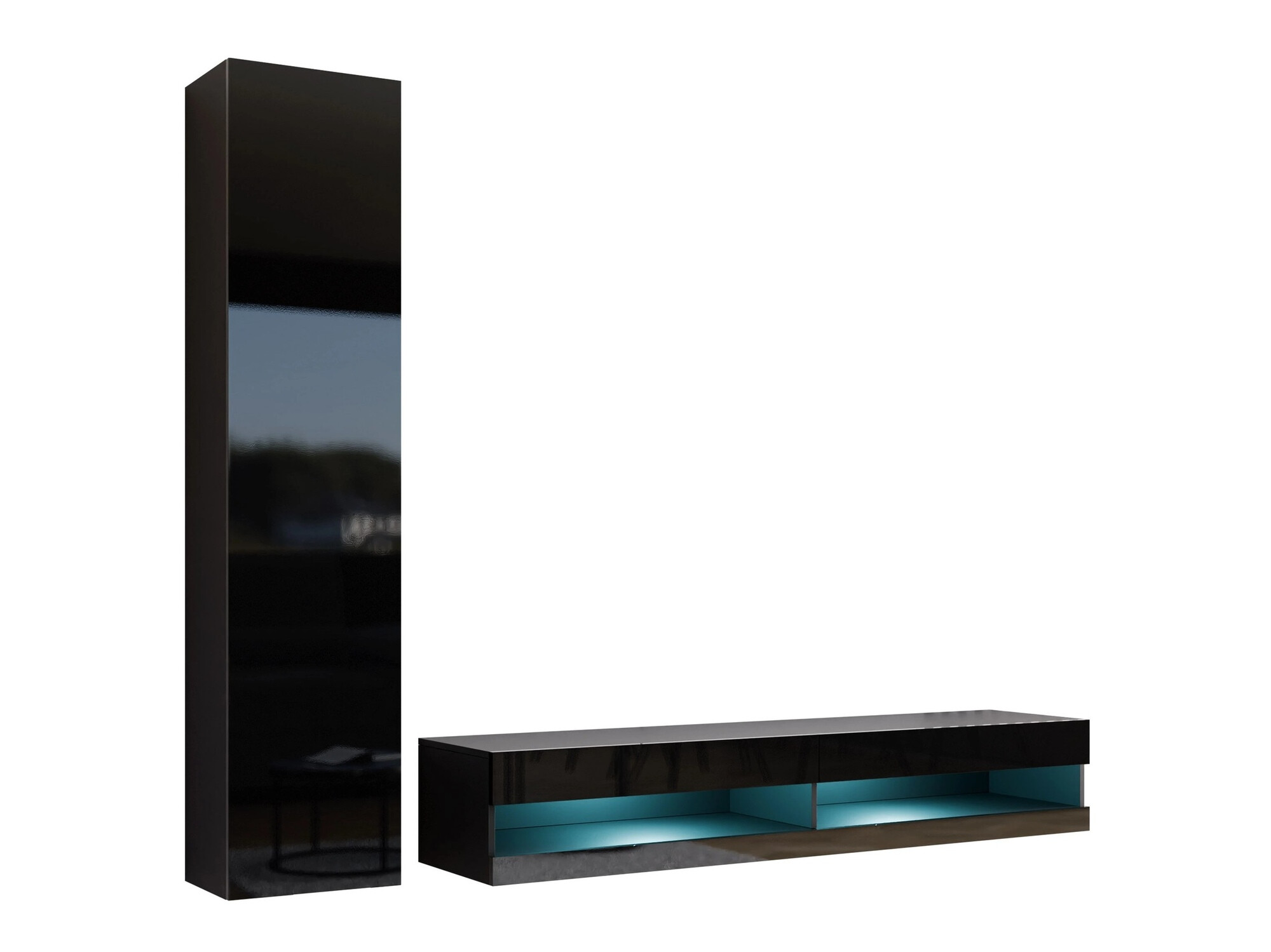 Набор для гостиной Venenou 114 (Чёрный + Глянцевый черный)