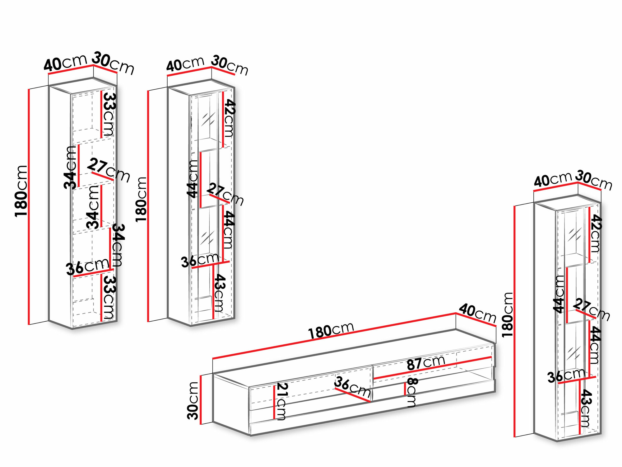 Набор для гостиной Venenou 116 (Белый + Глянцевый белый)