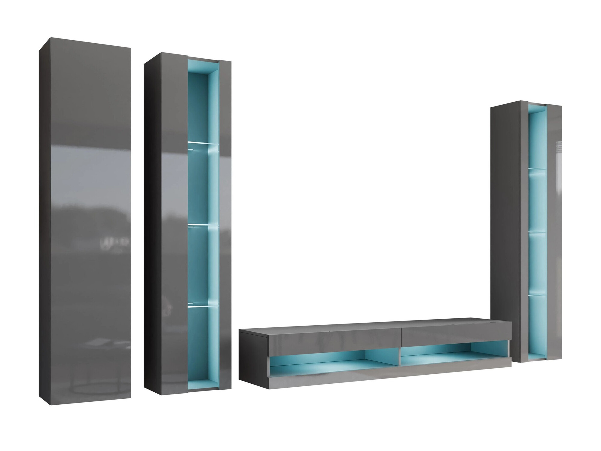 Набор для гостиной Venenou 116 (Серый + Глянцевый серый)
