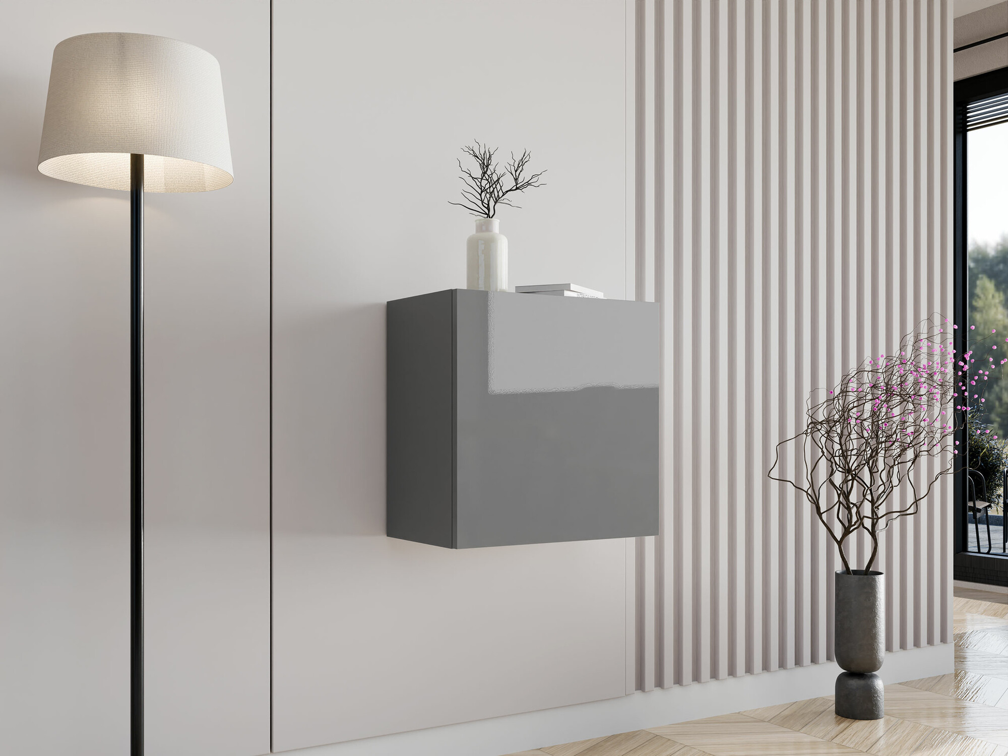 Настенные шкафы Venenou 127 (Серый + Глянцевый серый)