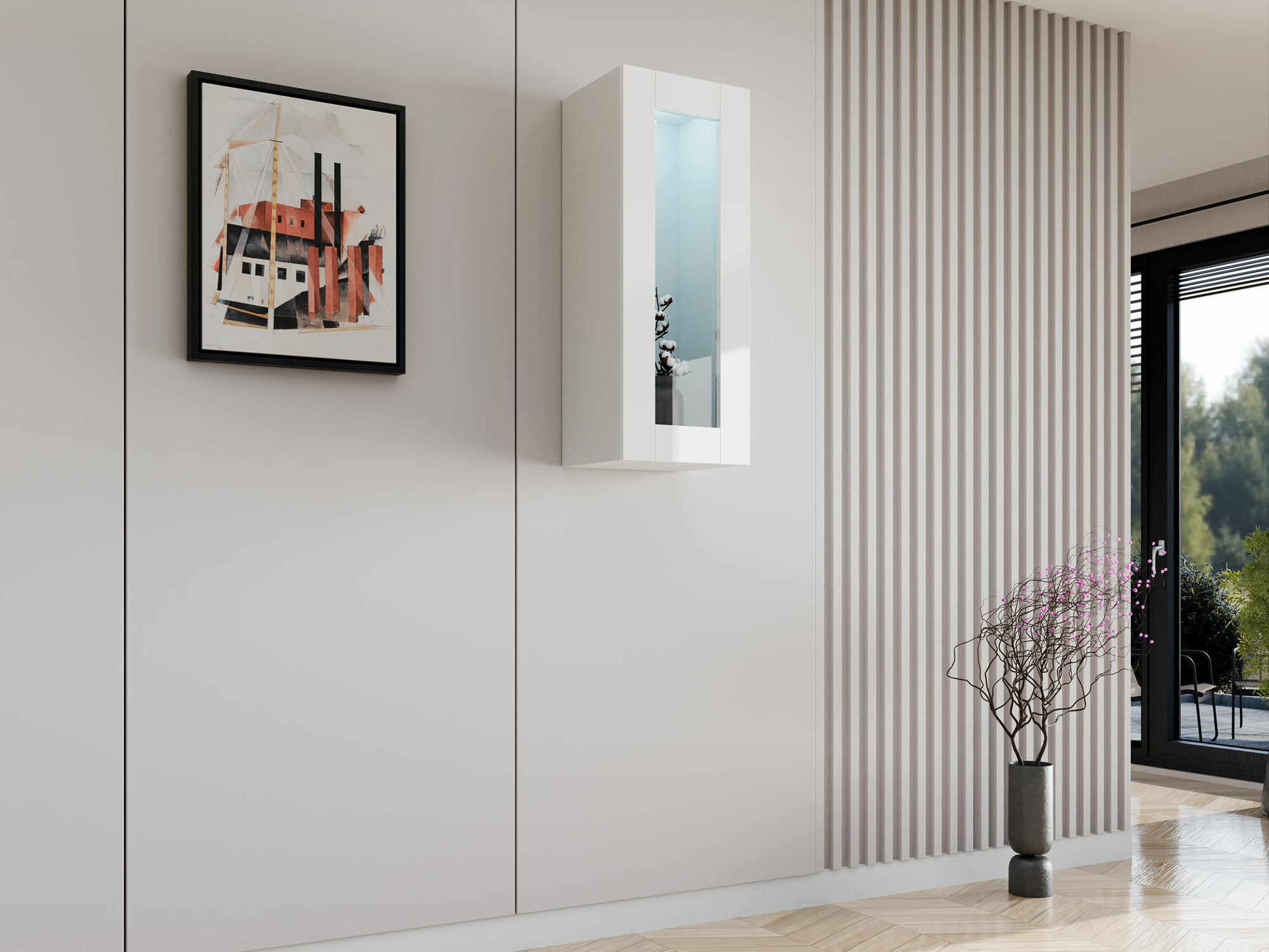 Piekarams skapītis Venenou 132 (Balts + Glancēts balts)