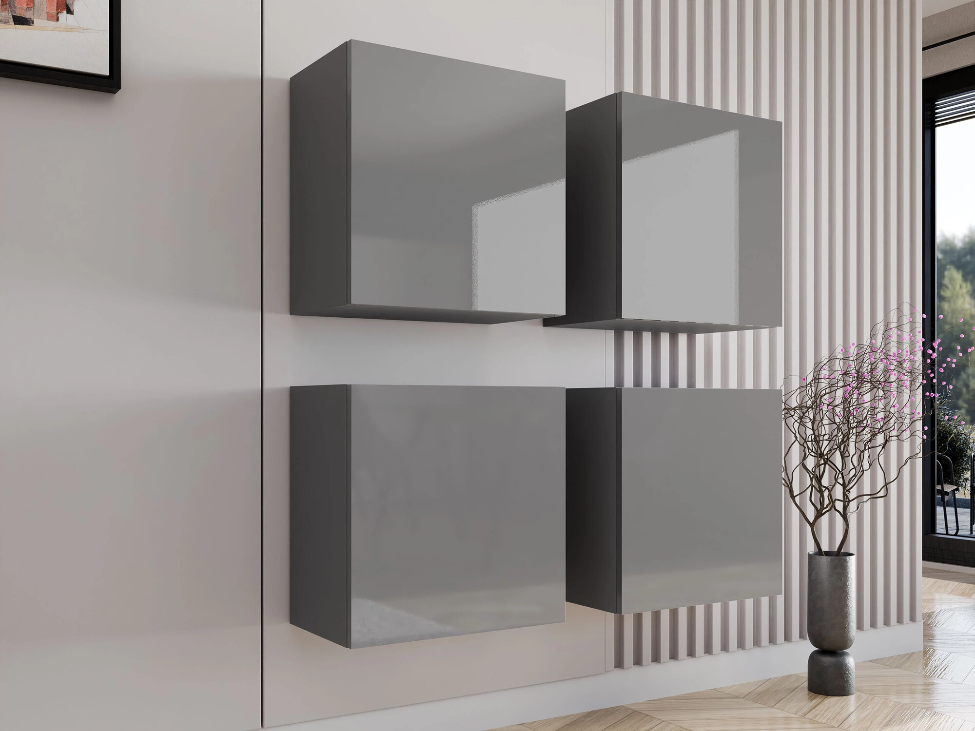 Skapīšu komplekts Venenou 143 (Pelēks + Glancēts pelēks)