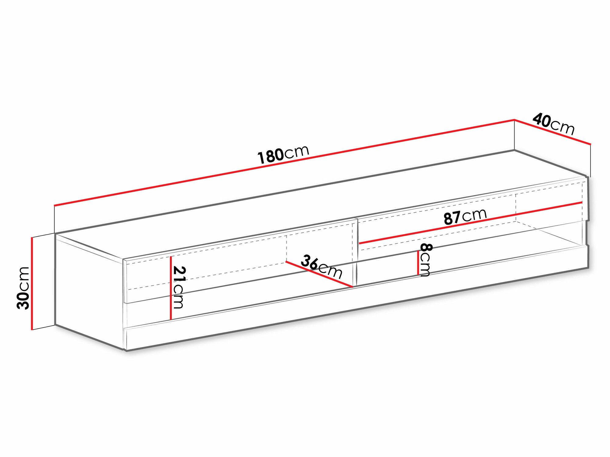TV galds Venenou 120 (Melns + Glancēts melns)