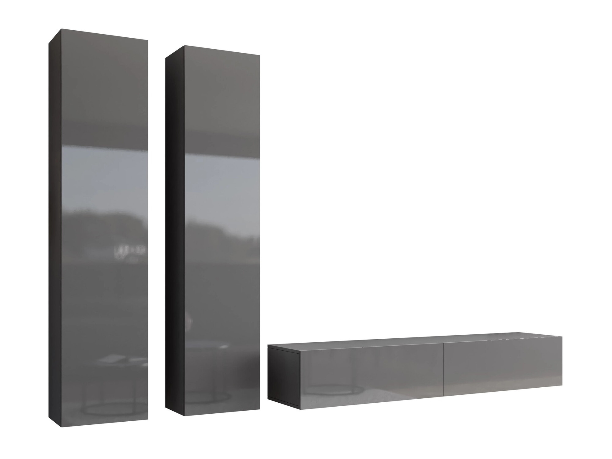 Viesistabas komplekts Venenou 103 (Pelēks + Glancēts pelēks)