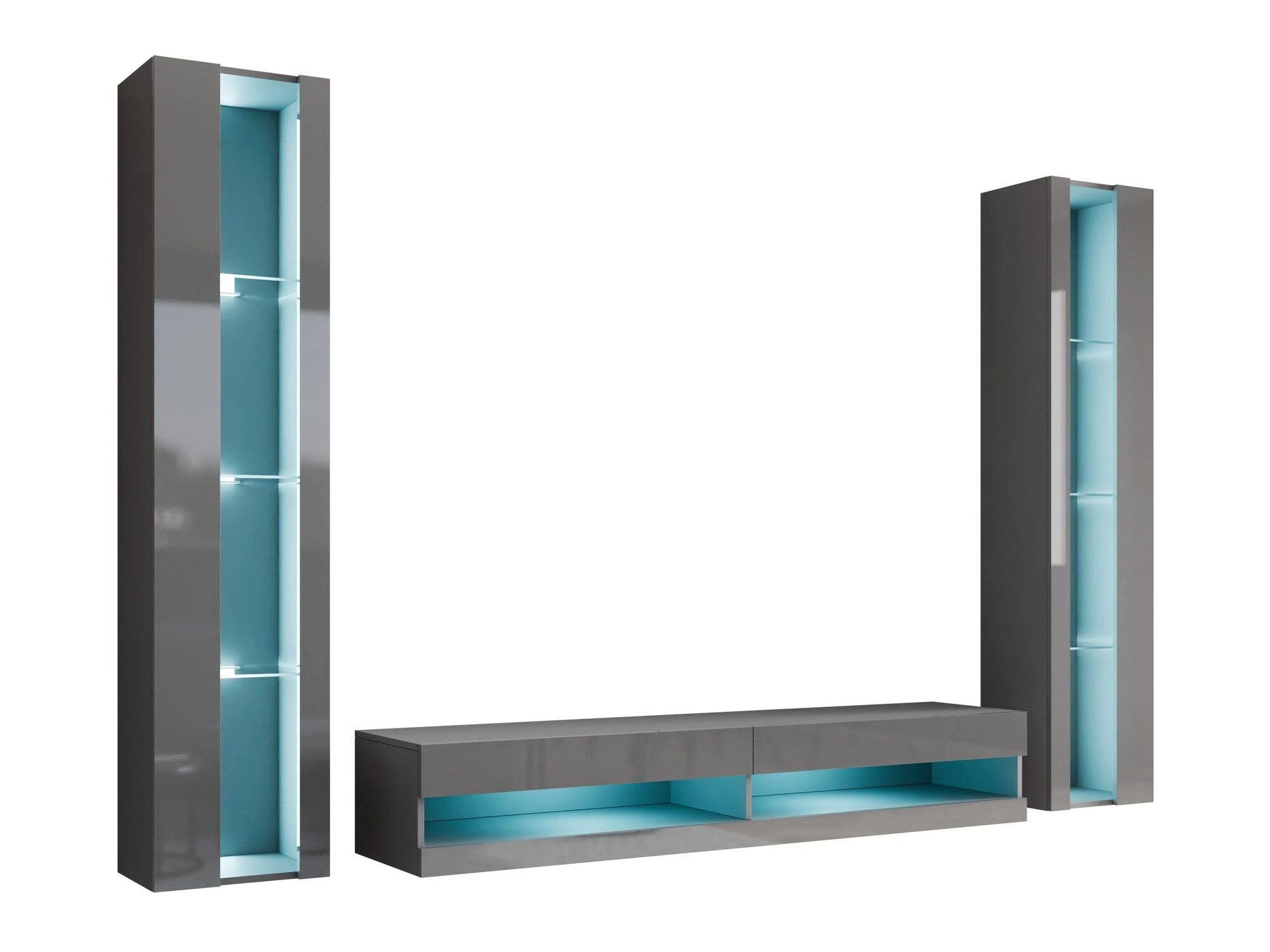 Viesistabas komplekts Venenou 112 (Pelēks + Glancēts pelēks)