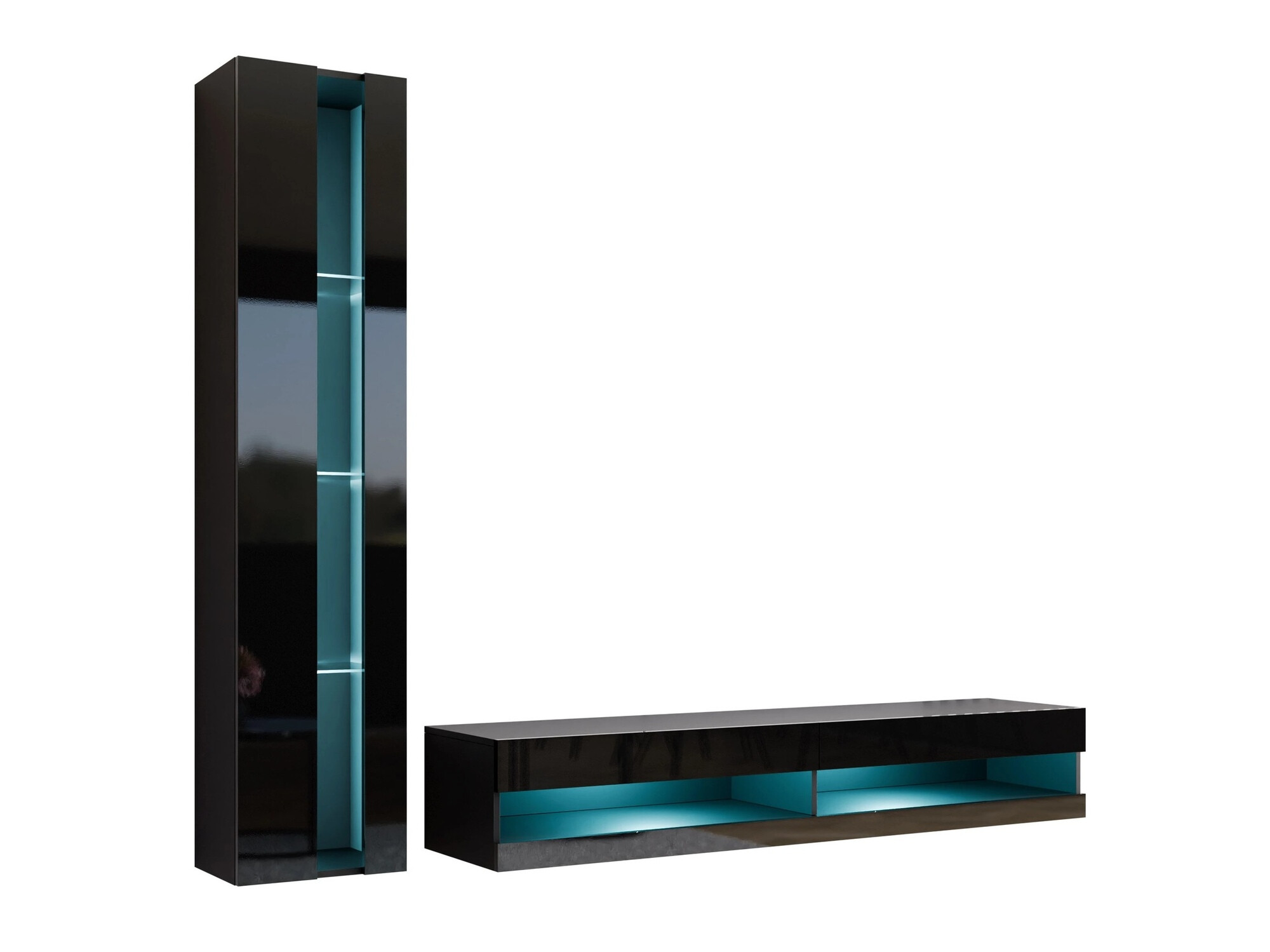 Viesistabas komplekts Venenou 118 (Melns + Glancēts melns)