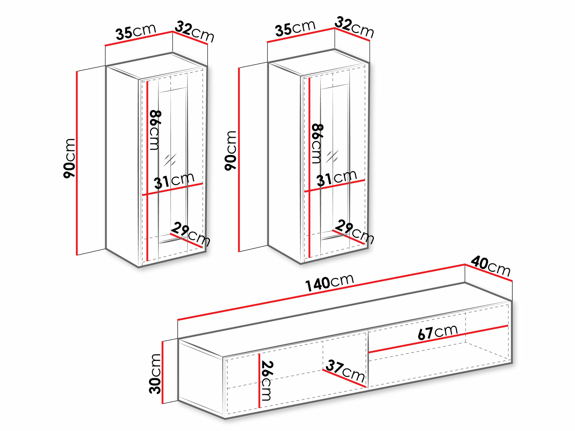 Viesistabas komplekts Venenou 139 (Balts + Glancēts balts)