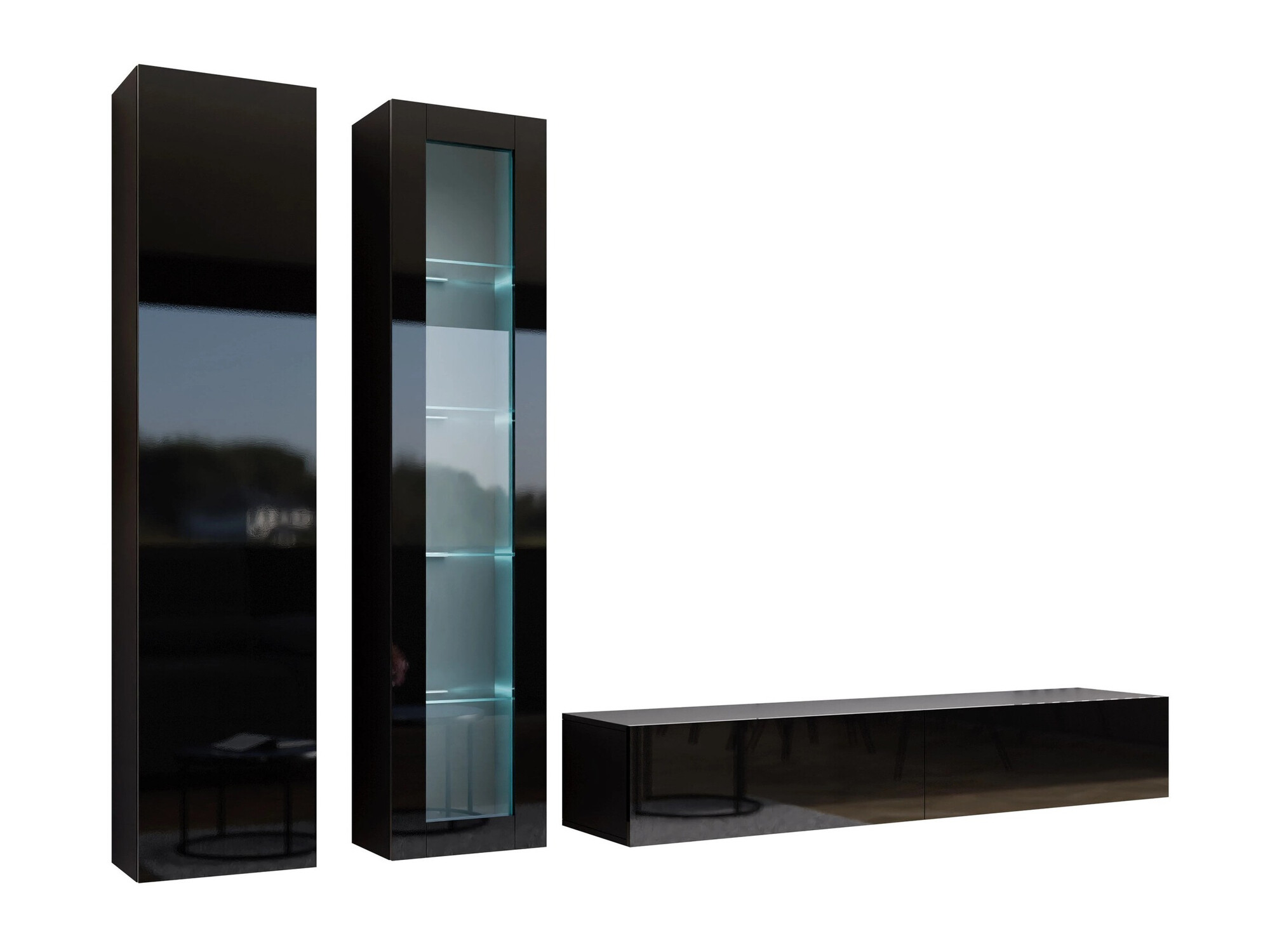 Viesistabas komplekts Vilrin I (Melns + Glancēts melns)