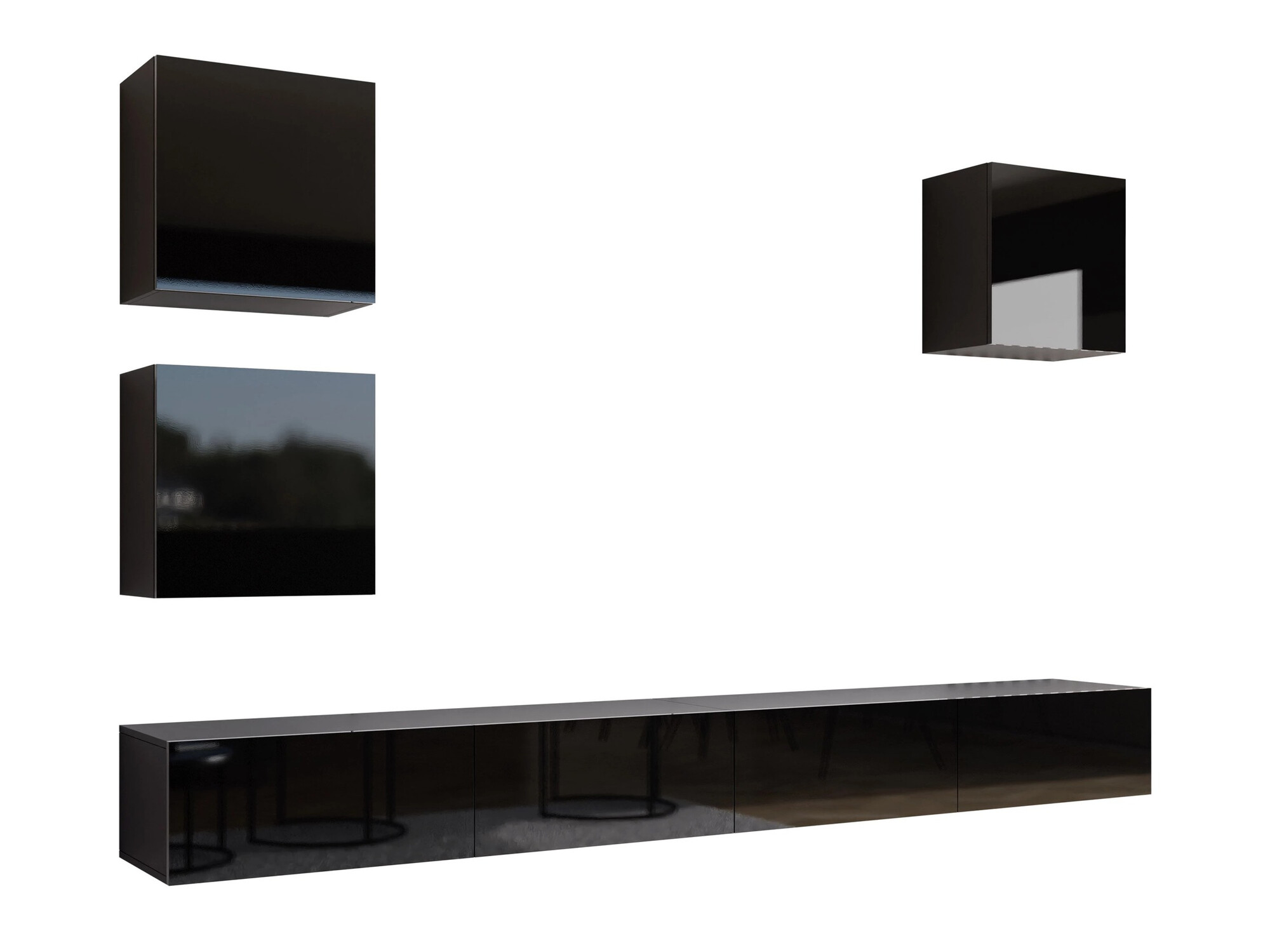 Viesistabas komplekts Vilrin III (Melns + Glancēts melns)