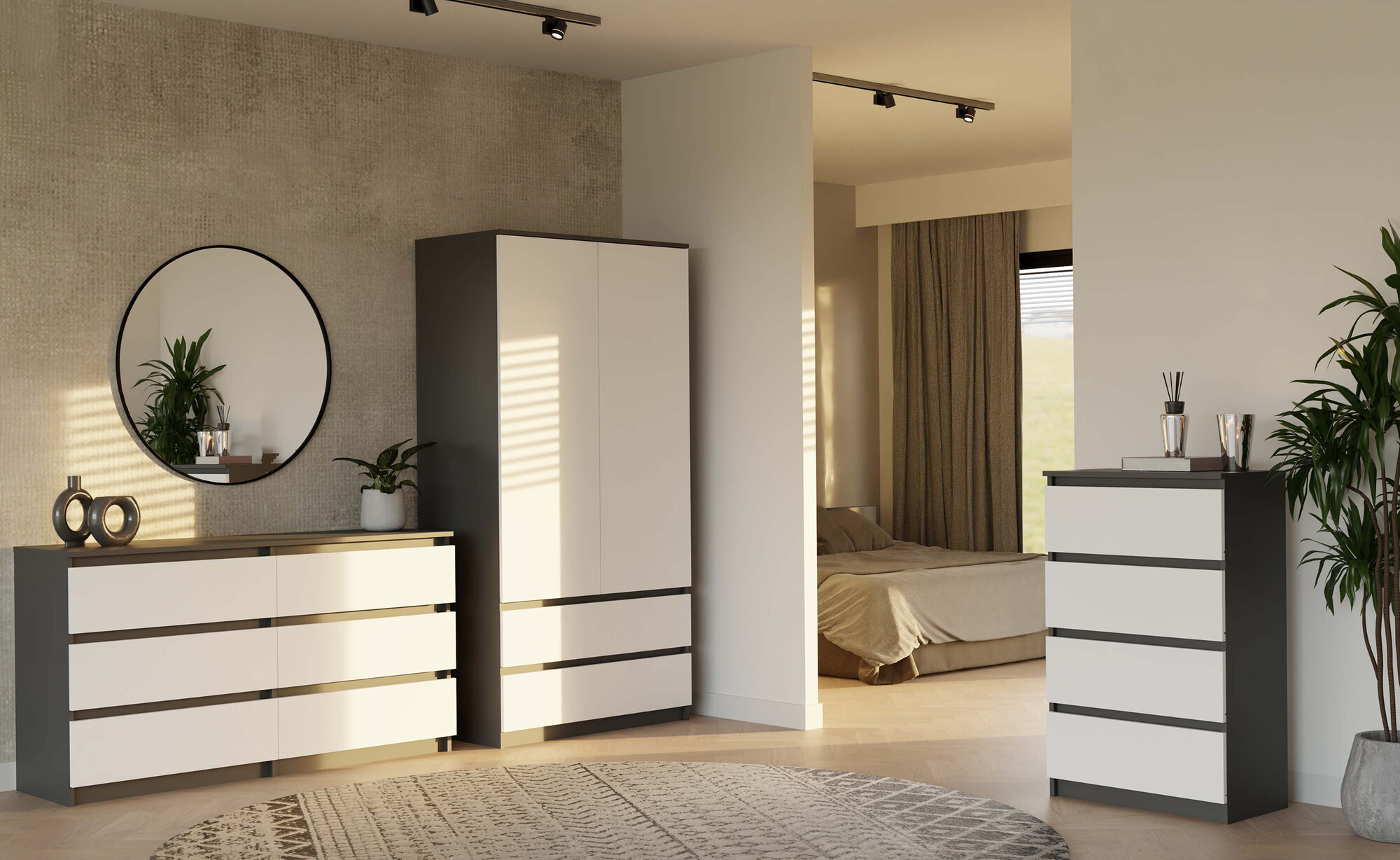 Skapis Elbvelu 116 (Balts + Antracīts)