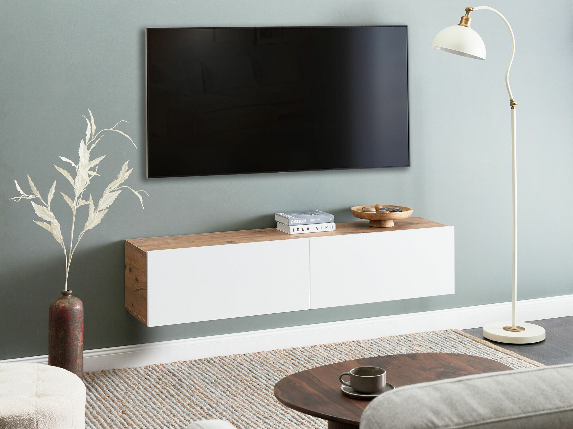TV galds Berwyn 2663 (Balts + Brūns)