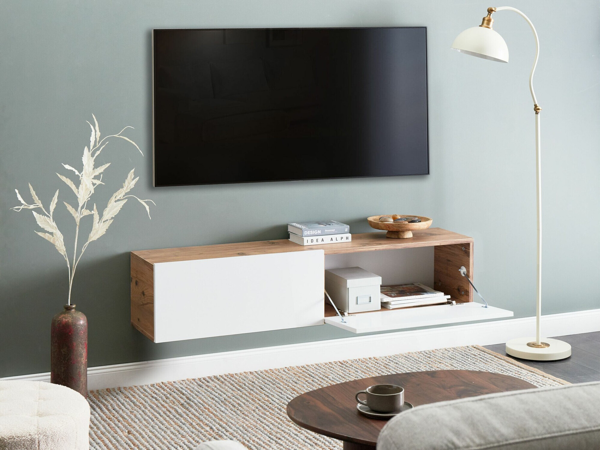 TV galds Berwyn 2663 (Balts + Brūns)