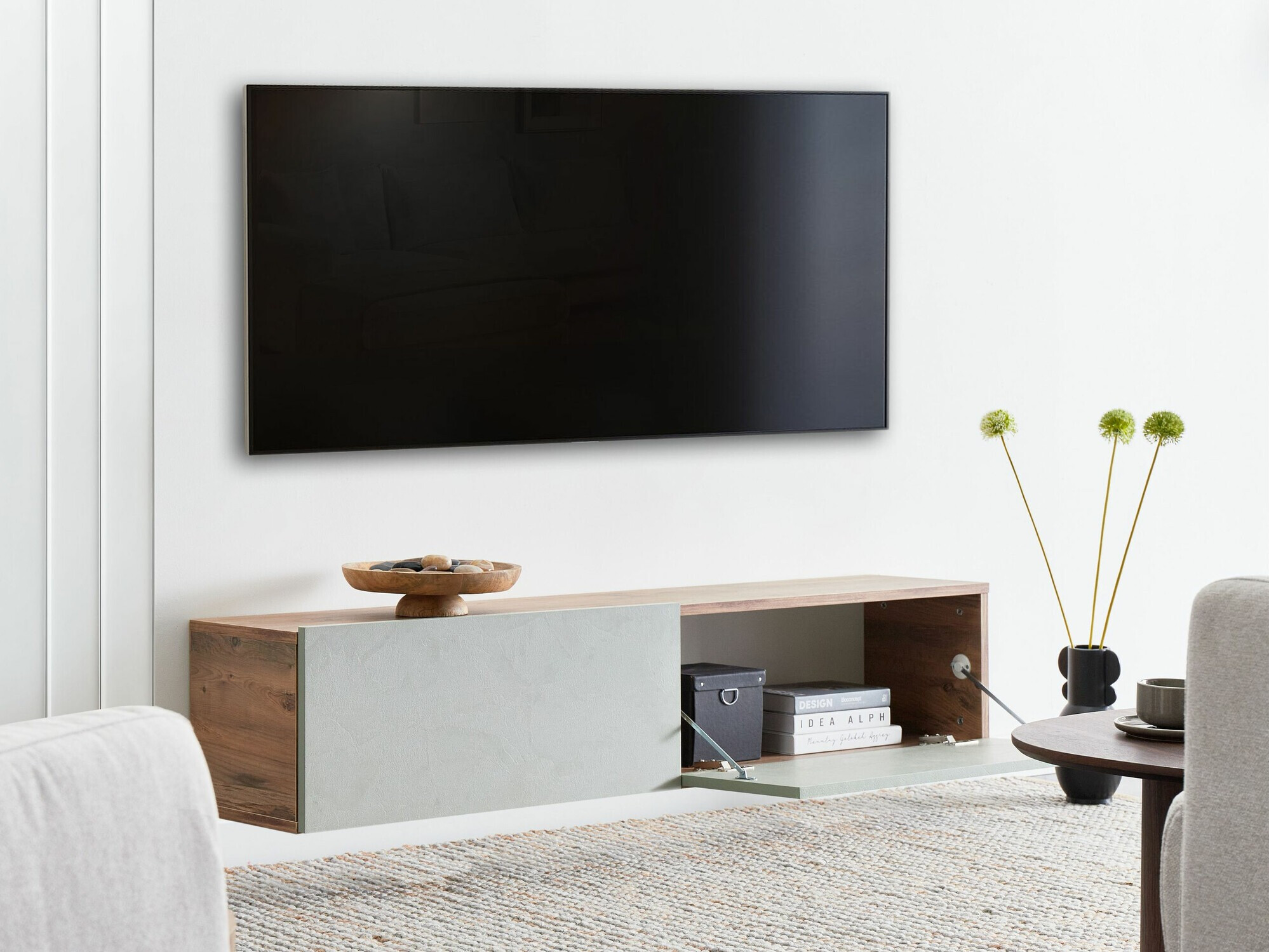 TV galds Berwyn 2663 (Gaiši zaļa + Brūns)